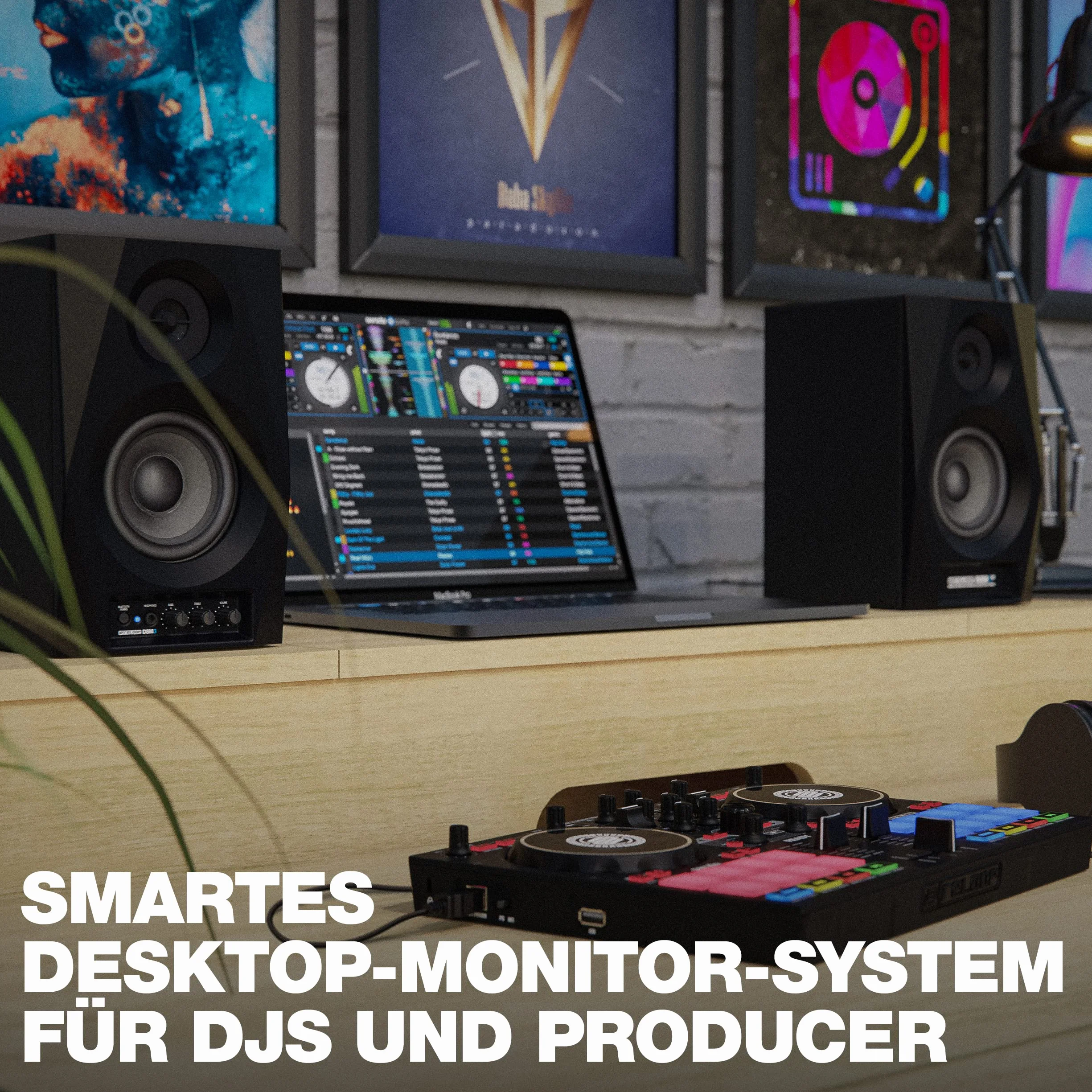 Reloop DSM-3 BT Altavoz Bluetooth para PC para DJ y productores, Sistema Profesional de monitorización Activa de 2 vías con Entrada inalámbrica, Sonido Potente y equilibrado para DJ y productores