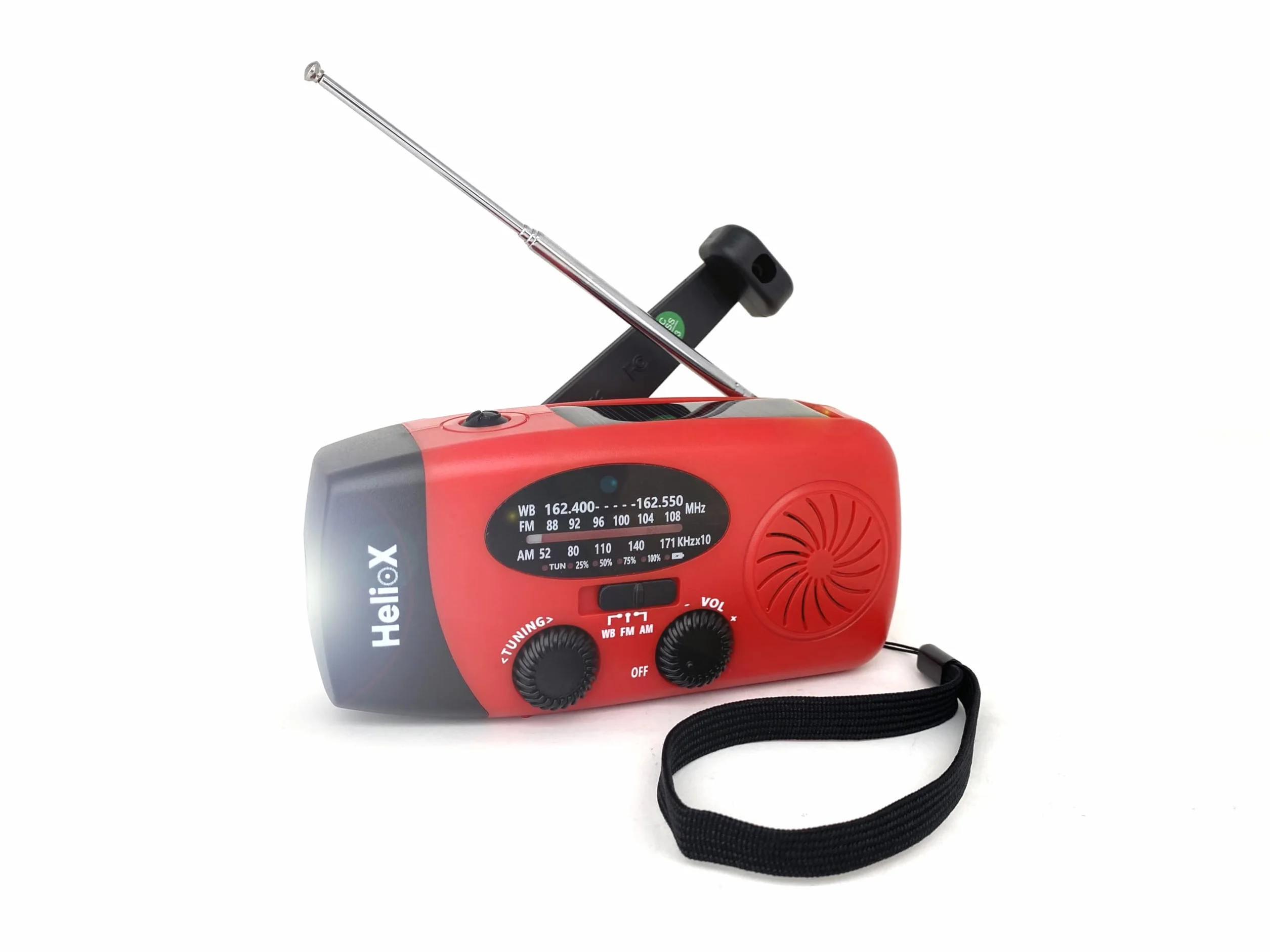 Radio Solar portátil AM/FM con Alarma SOS, Dinamo, Cargador USB, Linterna LED, Powerbank 6000 mAh