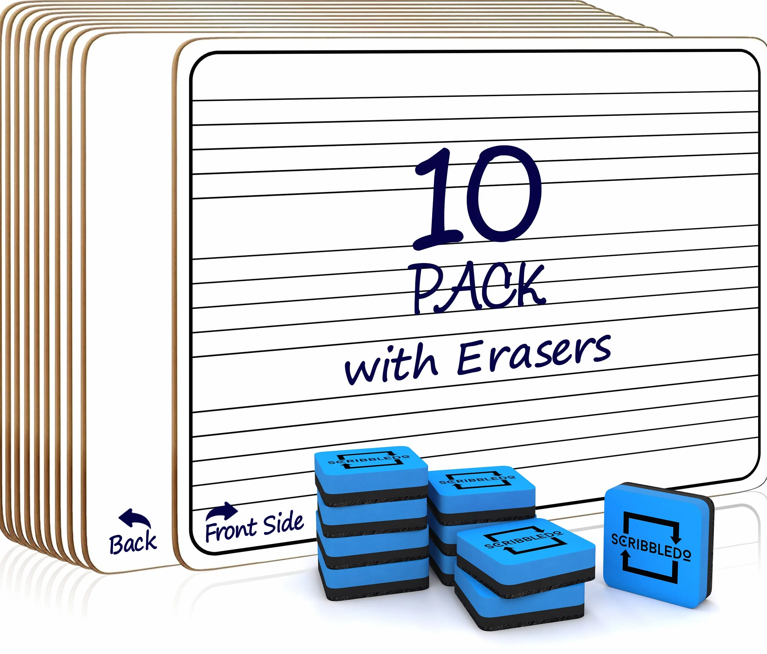 Paquete de 10 pizarras blancas de borrado en seco de 9 x 12 pulgadas para escribir notas musicales y más (mini pizarras blancas de doble cara) borradores incluidos