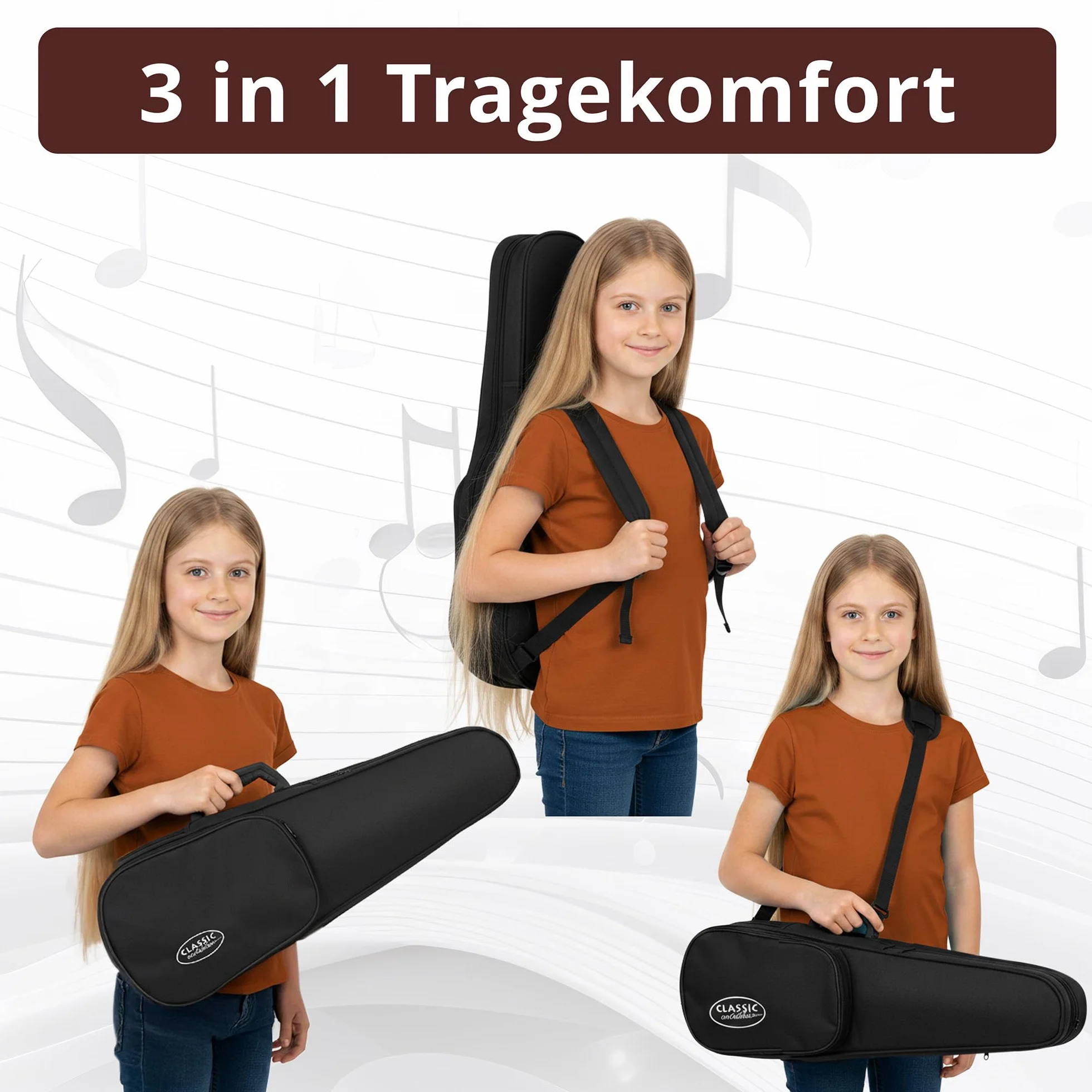 Set de Violín Classic Cantabile Student 1/2 (Instrumento para principiantes/estudiantes, violín, fondo y aros de arce, tapa maciza de abeto, puente de arce, incluye estuche, arco y colofonia)