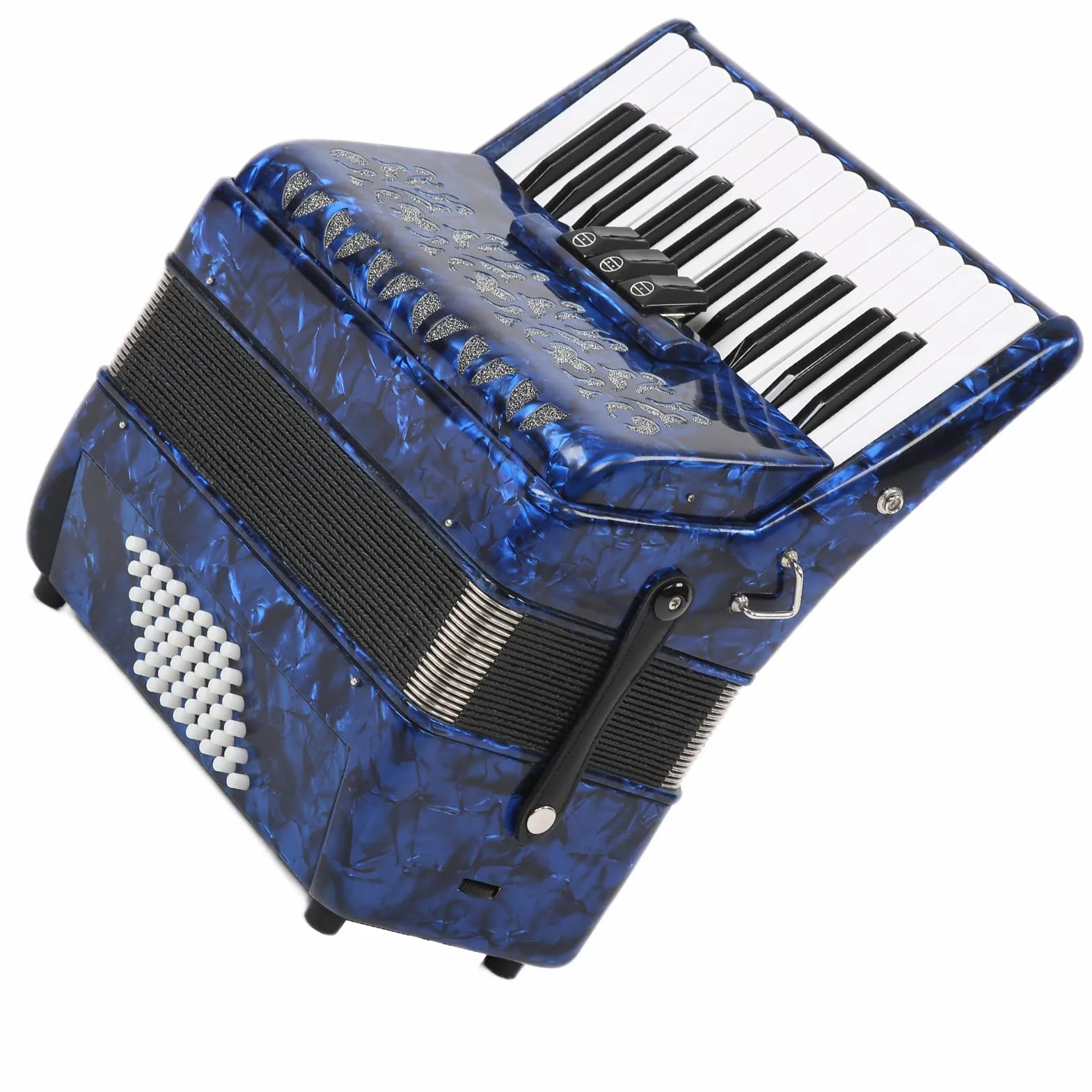 Acordeón de Celuloide, Acordeón Diatónico ABS 26 Teclas 48 Bajos Instrumento de Teclado de Piano Educativo con Correas Ajustables, Exquisito Acordeón de Piano de Celuloide para