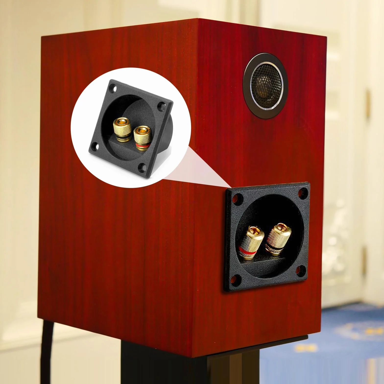 Caja altavoz cuadrada 2 vías 2,2 pulgadas subwoofer estéreo coche DIY con conector banana
