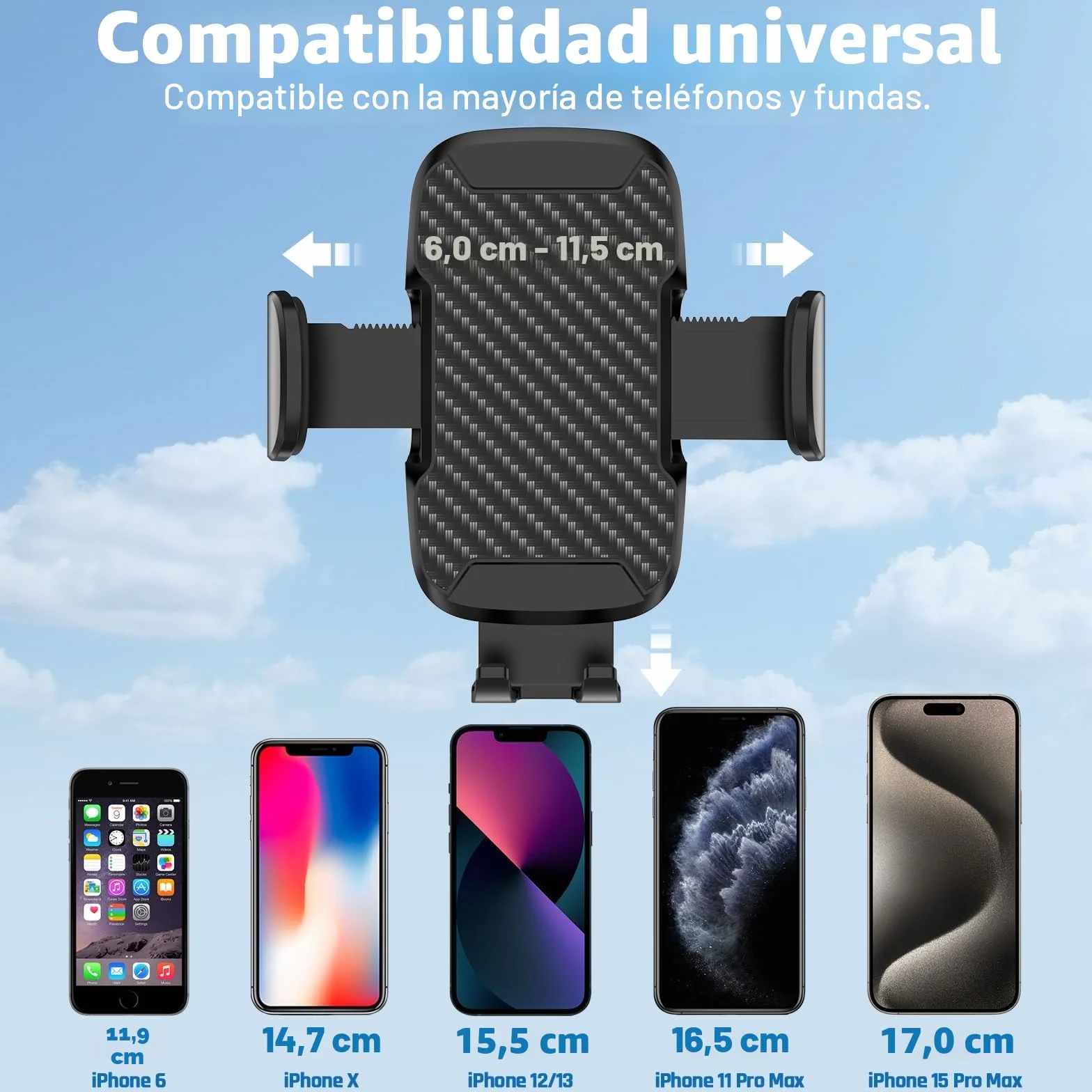 Vexloria Soporte Móvil Coche Universal con Ventosa y Clip para Teléfonos 4-7"