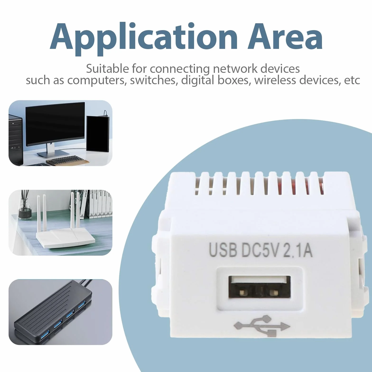 Módulo de alimentación USB 3 unidades, fuente de alimentación USB empotrada: enchufe de 220 V a transformador de 5 V, enchufe de carga USB de 2,1 A, adaptador de conmutación para dispositivos USB y