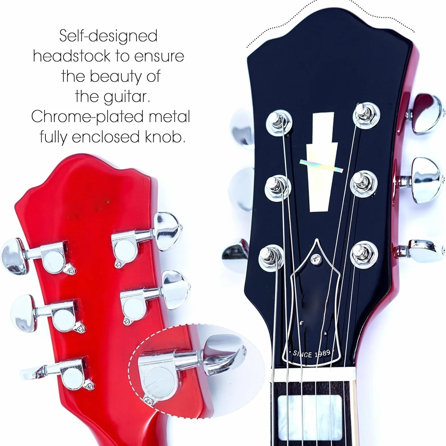 Guitarra Eléctrica De Escala Completa Cuerpo Semi Hueco Con Trastes De Acero Inoxidable(Red)