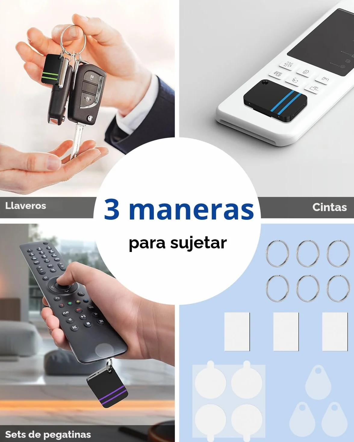 Esky Localizador de Llaves, Buscador de Llaves ES-KF02 Localizador Inalámbrico de Llaves con Base de Soporte y LED Control Remoto 1 Radio Frecuencia Transmisor 4 Receptores-Negro
