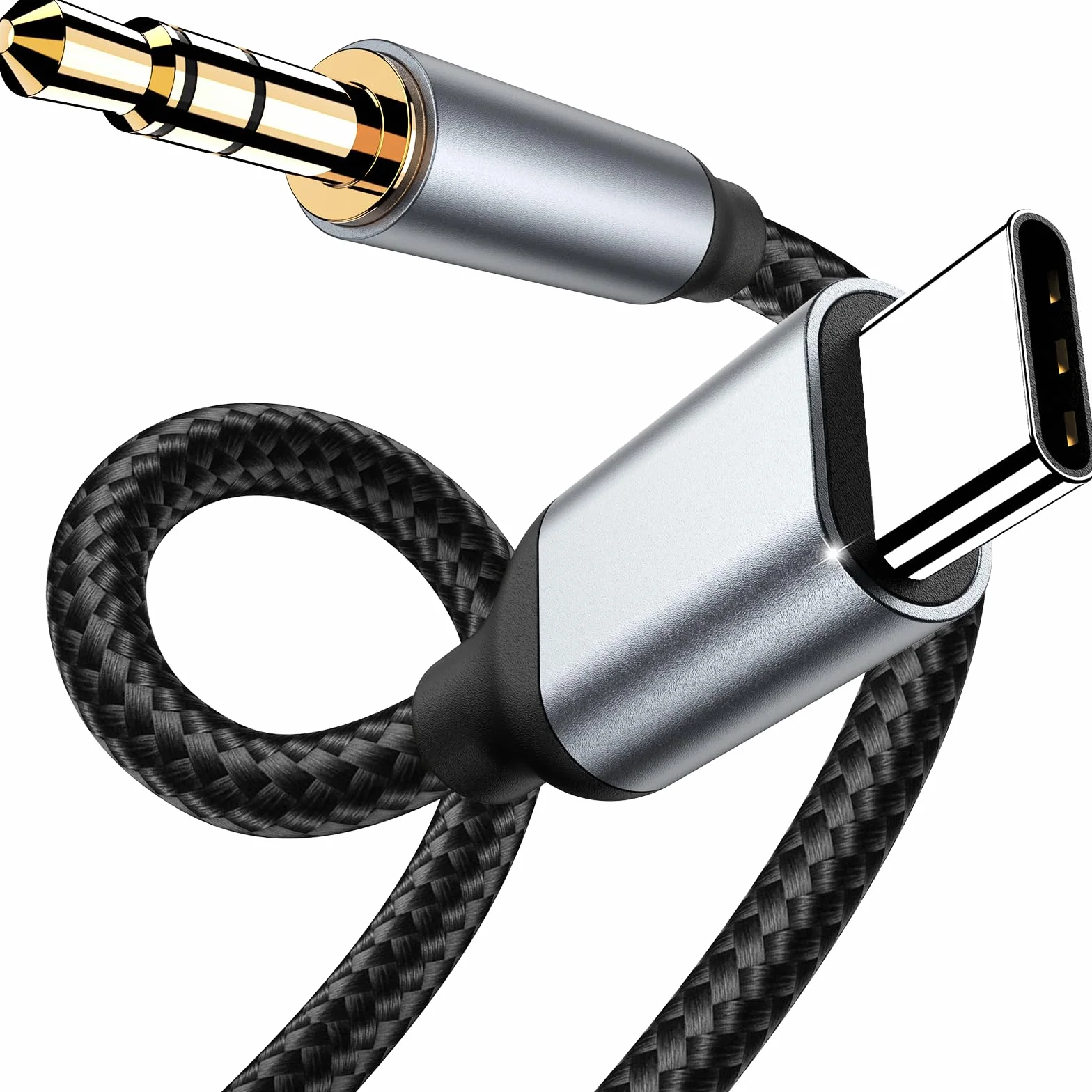 Cable Jack USB C a AUX 3,5 mm Nylon para iPhone 17 16 15 Samsung Galaxy S24 S23 S22 Adaptador Audio Estéreo