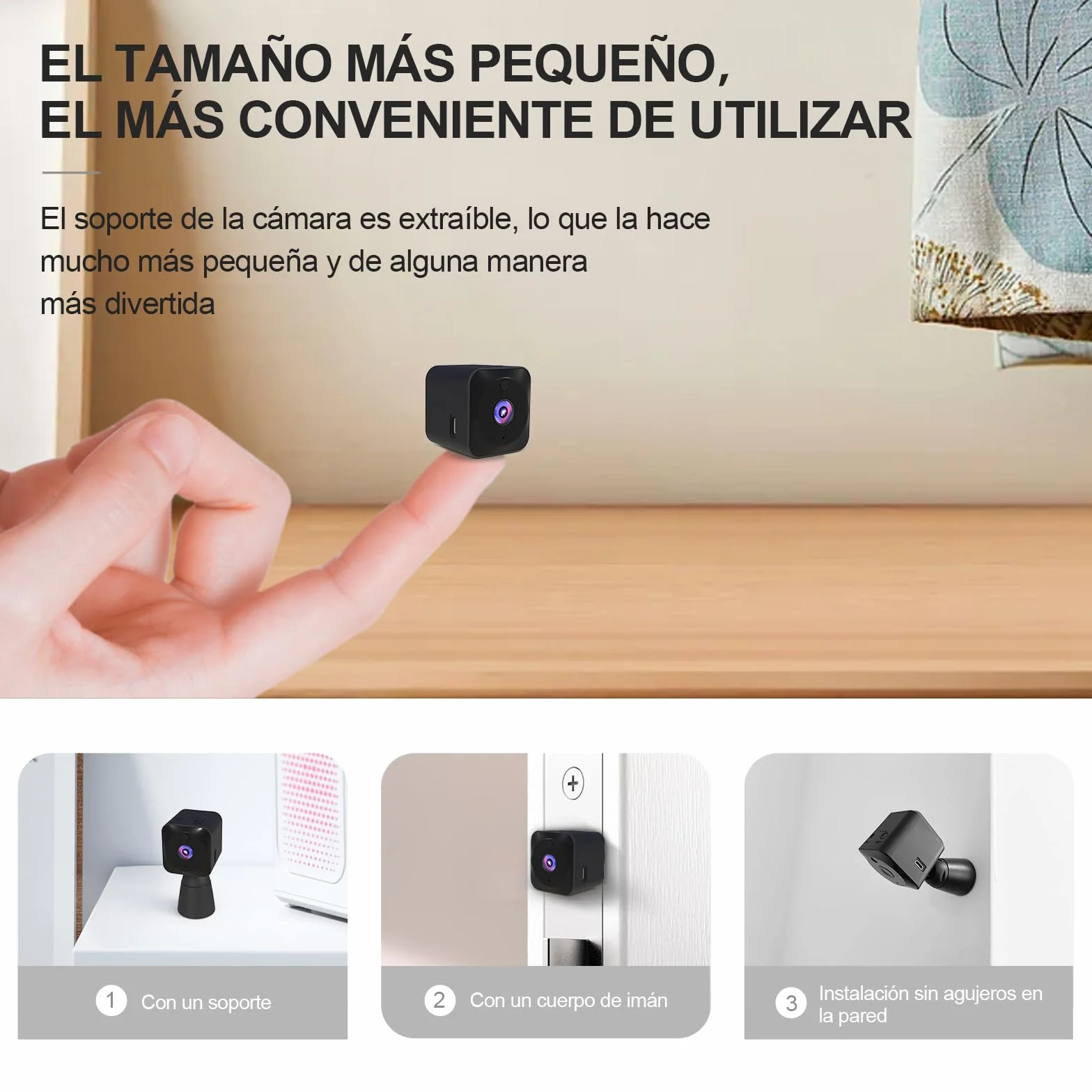 AOBOCAM Camara Espia 4K HD Mini WiFi (2.4Ghz) Camara para Ver En El Movil, Interior/Exterior Mini Cámaras De Vigilancia inalambricas Larga Duracion Detección de Movimiento (B1)
