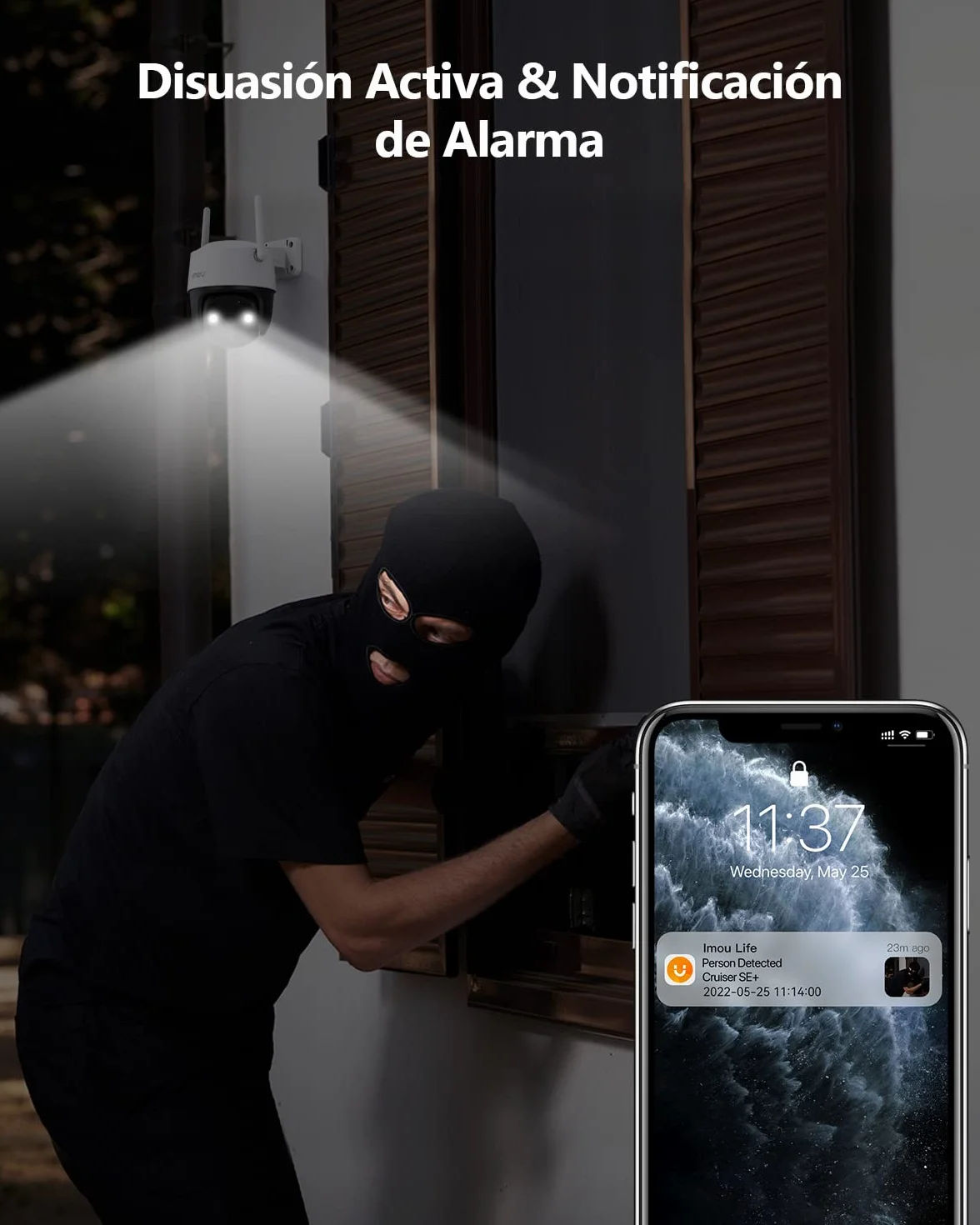 Imou 2K Cámara Vigilancia WiFi Exterior 360° PTZ IP Seguridad AI Detección Humana Seguimiento Automático Visión Nocturna Color 30M IP66