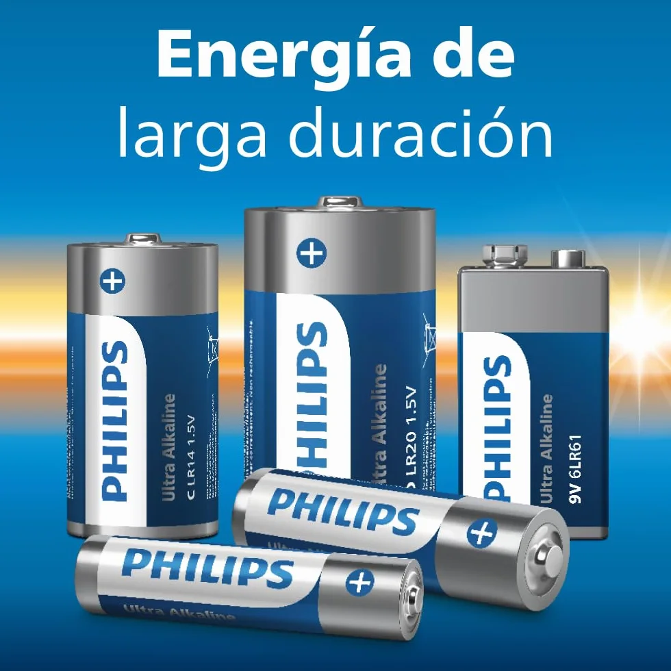 Philips Baterías Alcalinas 6LR61 Ultra 9V, Paquete de 20 para Detectores de Humo y Radios