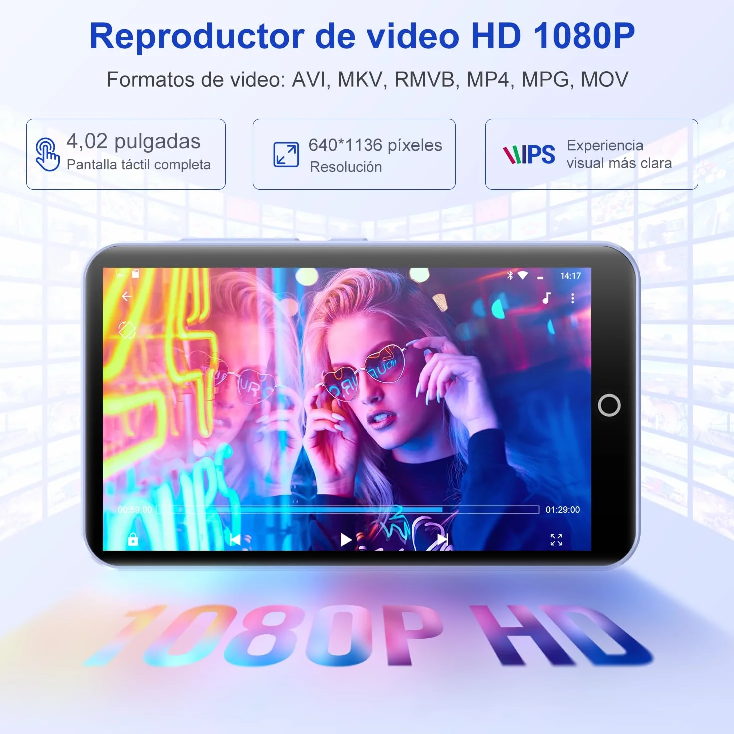 Joliker 80GB Reproductor MP3 Bluetooth WiFi MP4 Pantalla Táctil 4,02" Cámara Android Spotify Amazon Music Audible Radio FM