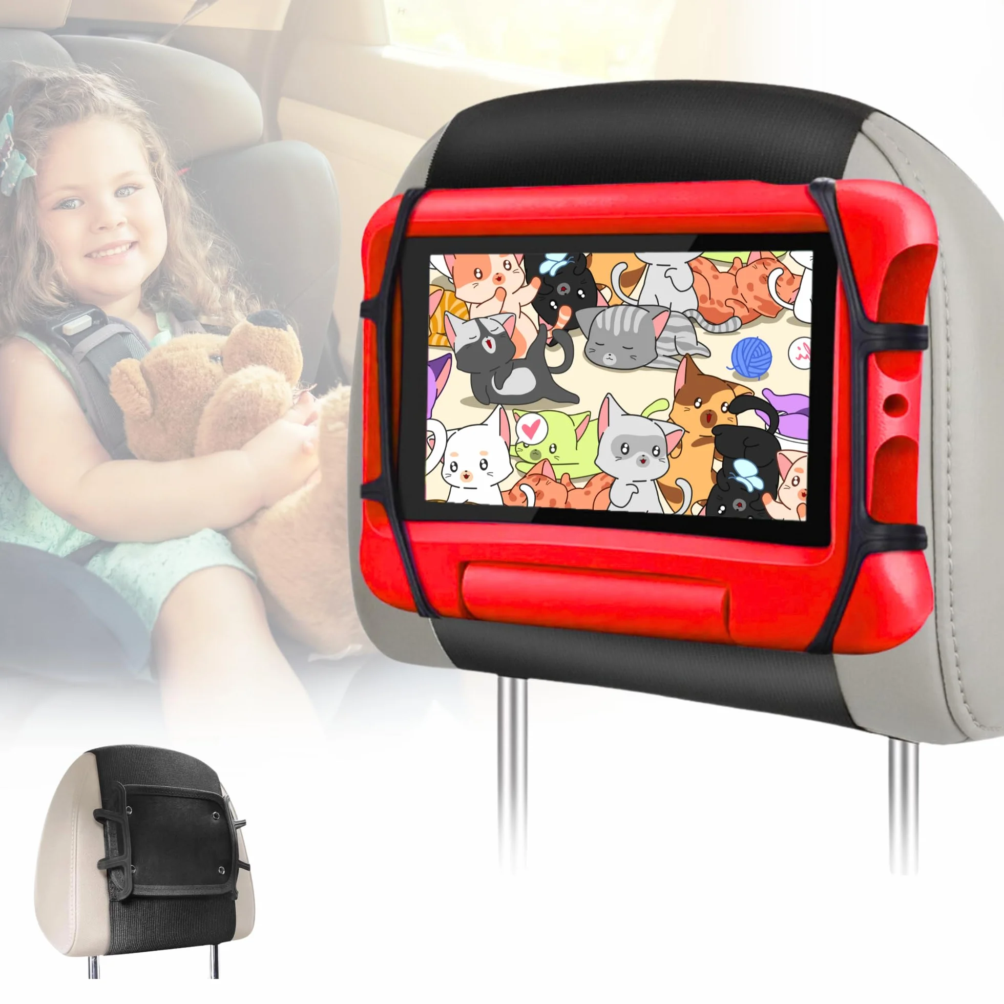 Soporte para Tablet en Coche - Reposacabezas Elástico para Todas las Tabletas de 6.5 a 11 Pulgadas, Compatible con iPad, Switch y Fire