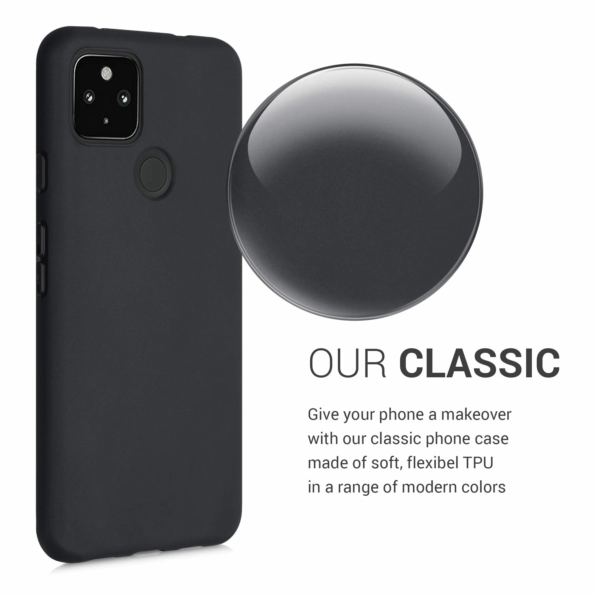 kwmobile Funda Google Pixel 4a 5G Carcasa TPU Silicona Bordes elevados Negro