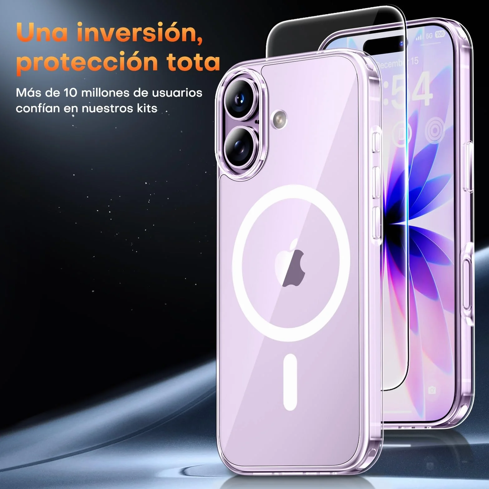 TAURI Funda para iPhone 17 6.3", Compatible with MagSafe [No Amarillea] con HD Protectores de Pantalla, [Protección de Grado 15 FT] Mejorada Protección Anti-Arañazos Case - Transparente