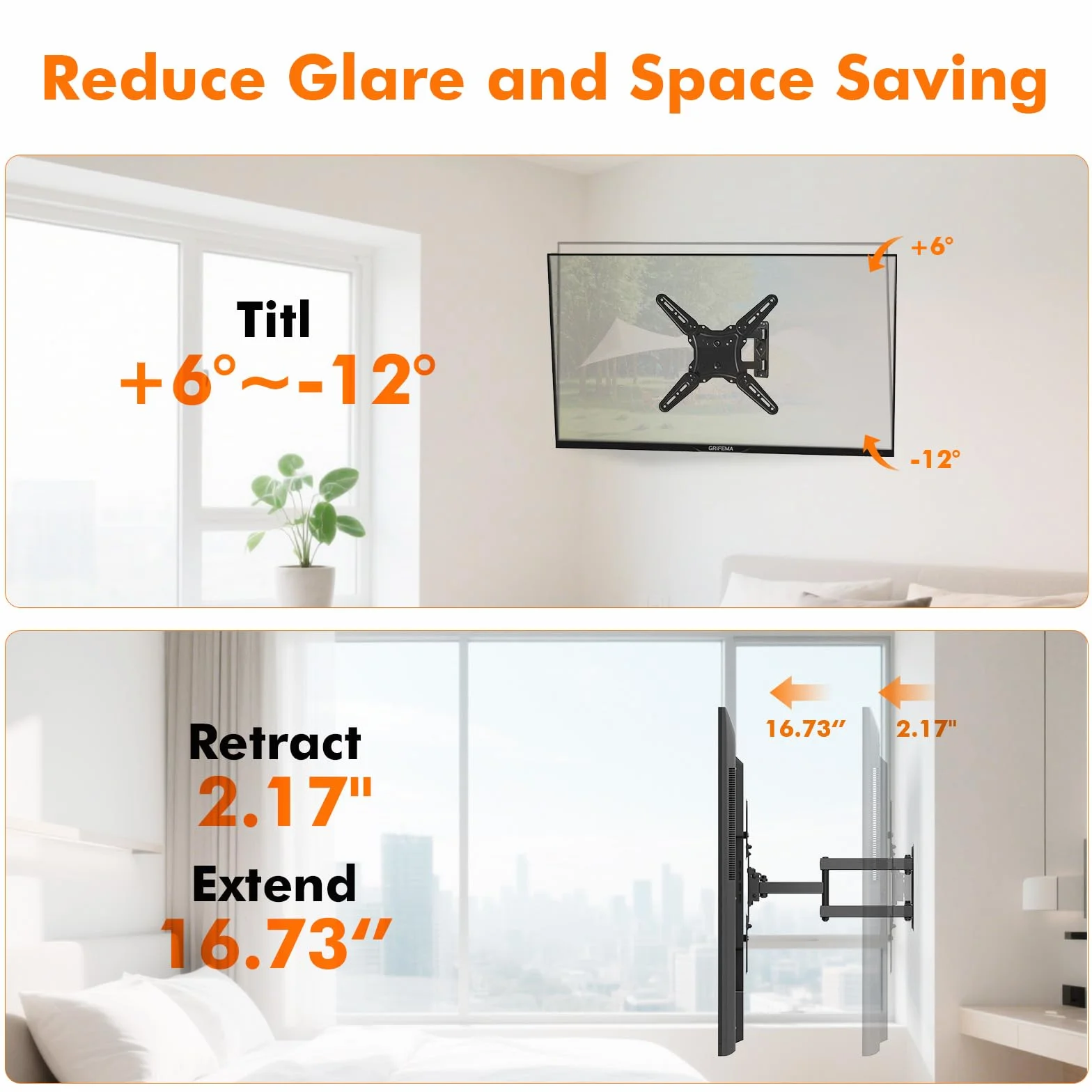 GRIFEMA GB1010 Soporte TV Pared Universal 26-65" Giratorio Inclinable Articulado Brazo Extensible 35kg VESA 400x400mm