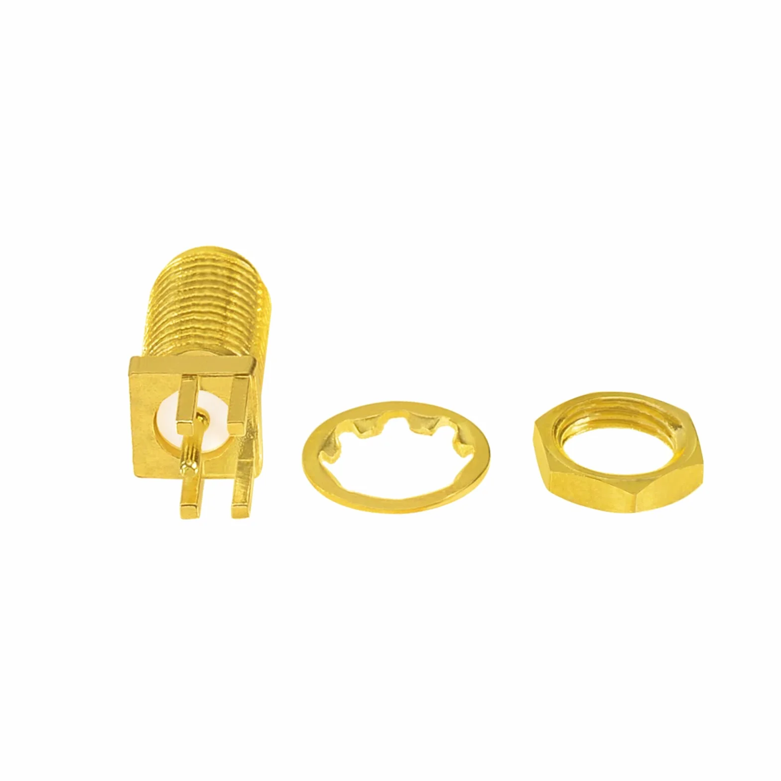 Superbat Conector SMA Hembra de Montaje en Borde de Panel PCB Soldadura 50 Ohm con 4 Pines Enchufe Recto Lanzamiento Final 0.062" para Módulo, Placa Si5351A, Antena PCB (10 Piezas)