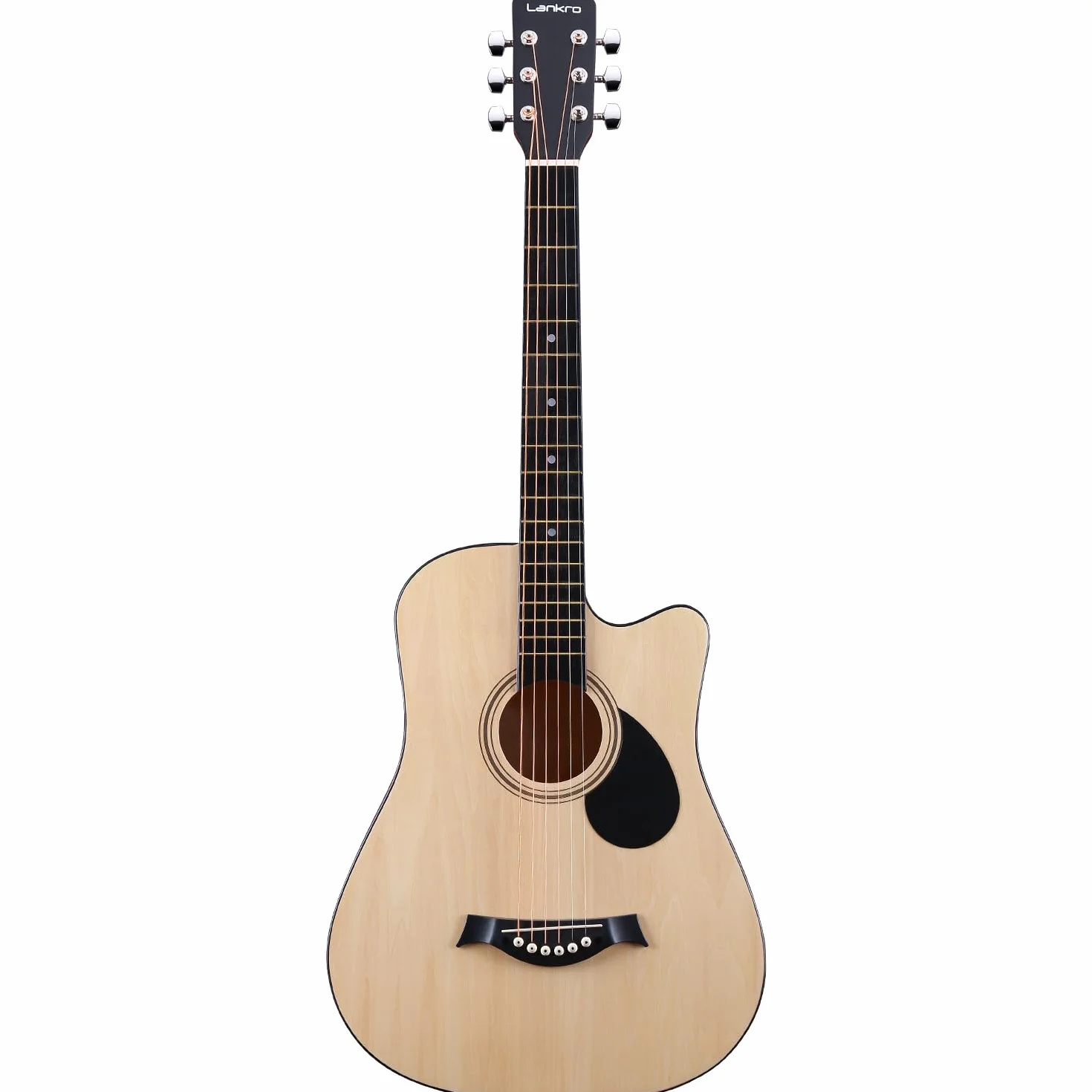 Guitarra acústica de 38 pulgadas para principiantes, guitarra occidental, natural, tilo, cutaway, juego de guitarra, con bolsa de concierto, cuerda de aprendizaje, selección, paño de limpieza