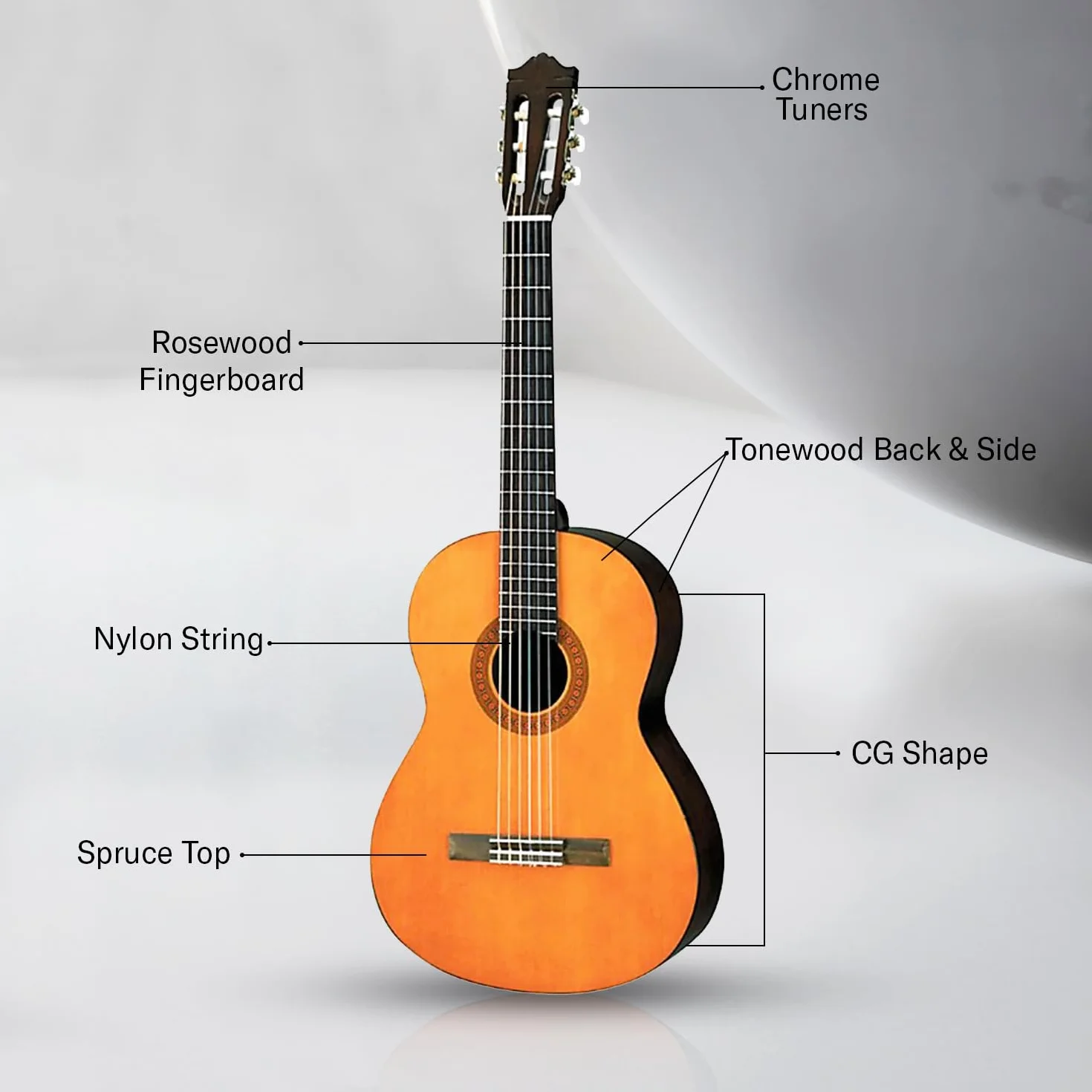 Yamaha C40 II Guitarra Clásica Guitarra 4/4 de madera, 65 cm 25 9/16”, 6 cuerdas de nylon, Color Natural