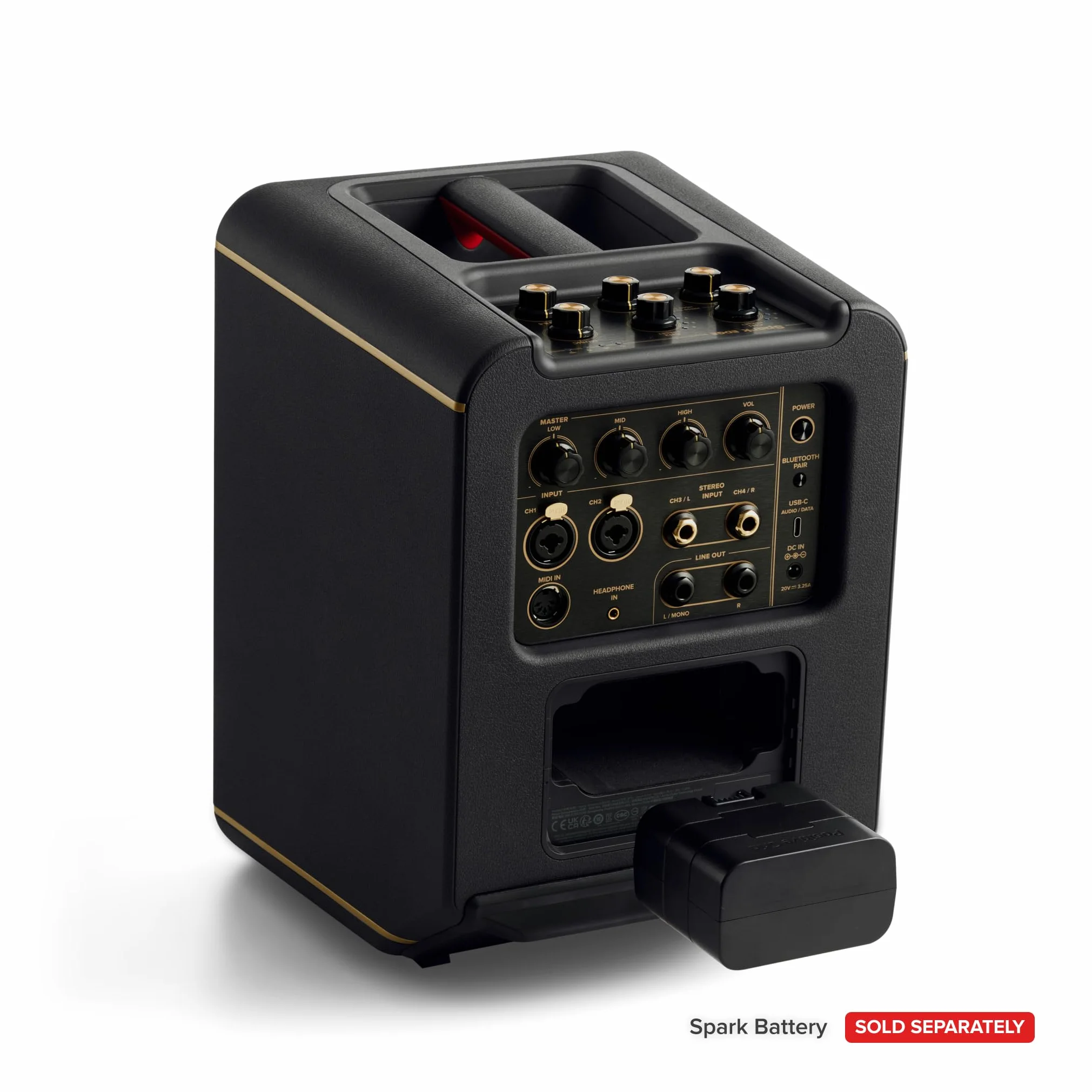 Positive Grid Spark Edge - Amplificador Inteligente portátil de 65W, 4 Canales y Sistema PA con Looper Integrado, Funciones IA y App para Guitarra eléctrica, acústica, bajo, Voces, teclados y más