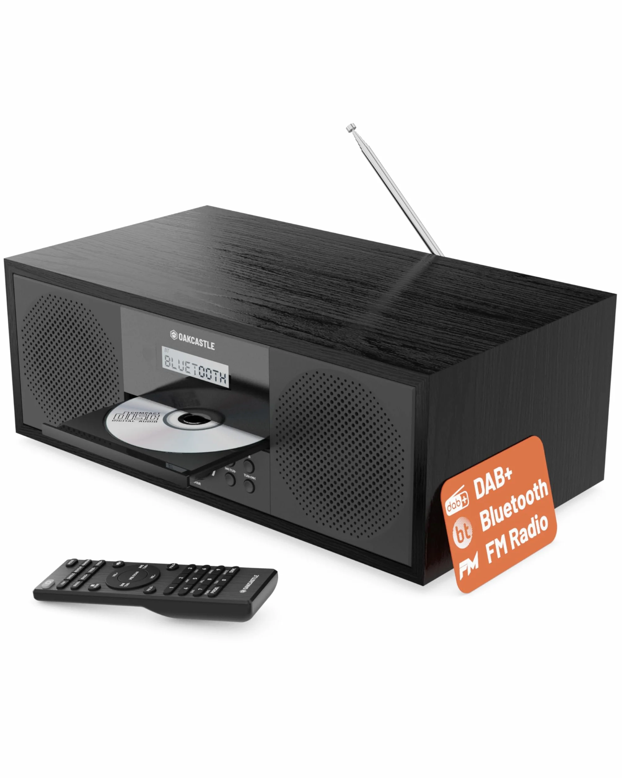 Equipo de Musica para Casa | CD Player HiFi con 60W Altavoces | Minicadenas de Musica con CD y Dab+ | Bluetooth Microcadenas de Musica | Radio FM Reproductor de CD HiFi Microcadena | OAKCASTLE DAB500