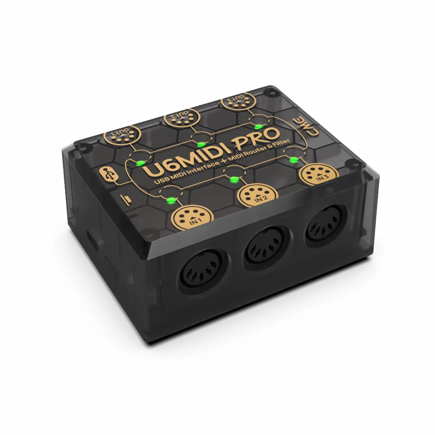 CME U6MIDI Pro – Interfaz MIDI con Router, Mapeo y Filtro, USB MIDI Plug & Play para Ordenadores, MIDI Independiente 3 Entradas / 3 Salidas para Merge, Split y Thru