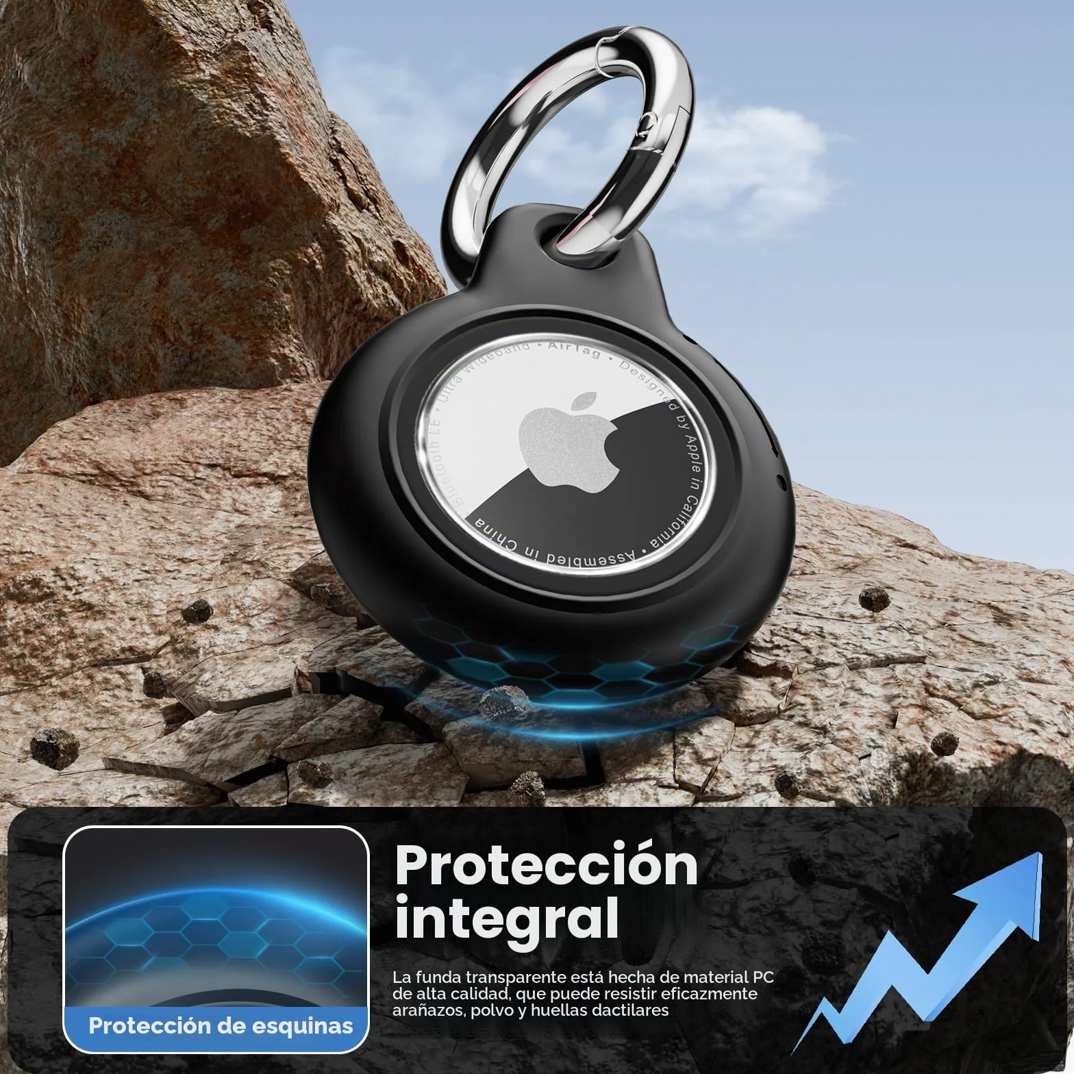 Waterproof for Apple Airtag Holder Case with Lock, Airtag Pendant Key Ring Case with Keychain for Luggage/Bicycles/Pets