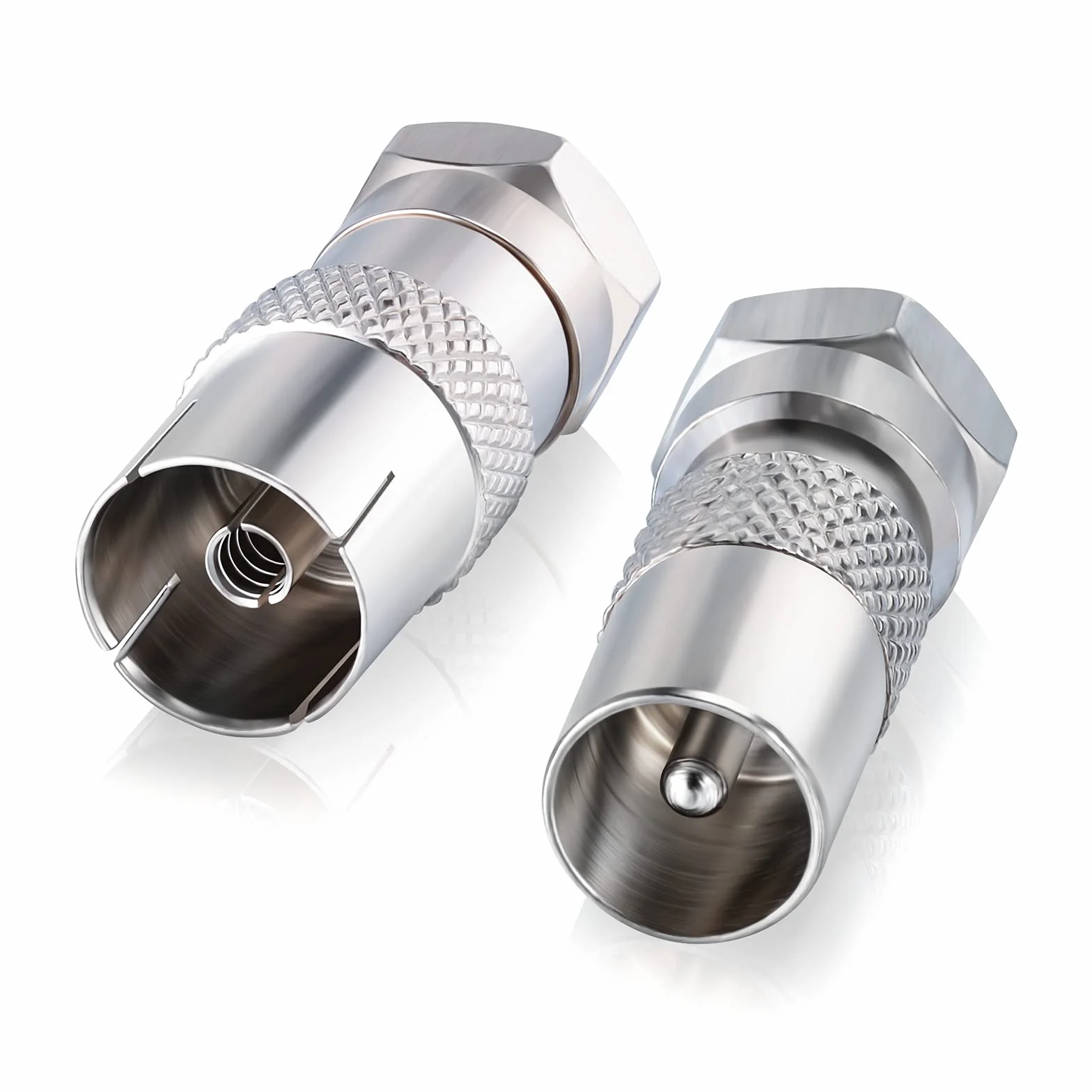 Bingfu Adaptador Antena TV, Conector Coaxial de Antena F Macho a TV Macho & Hembra para Satélite y Cables Coaxiales (Paquete de 2)