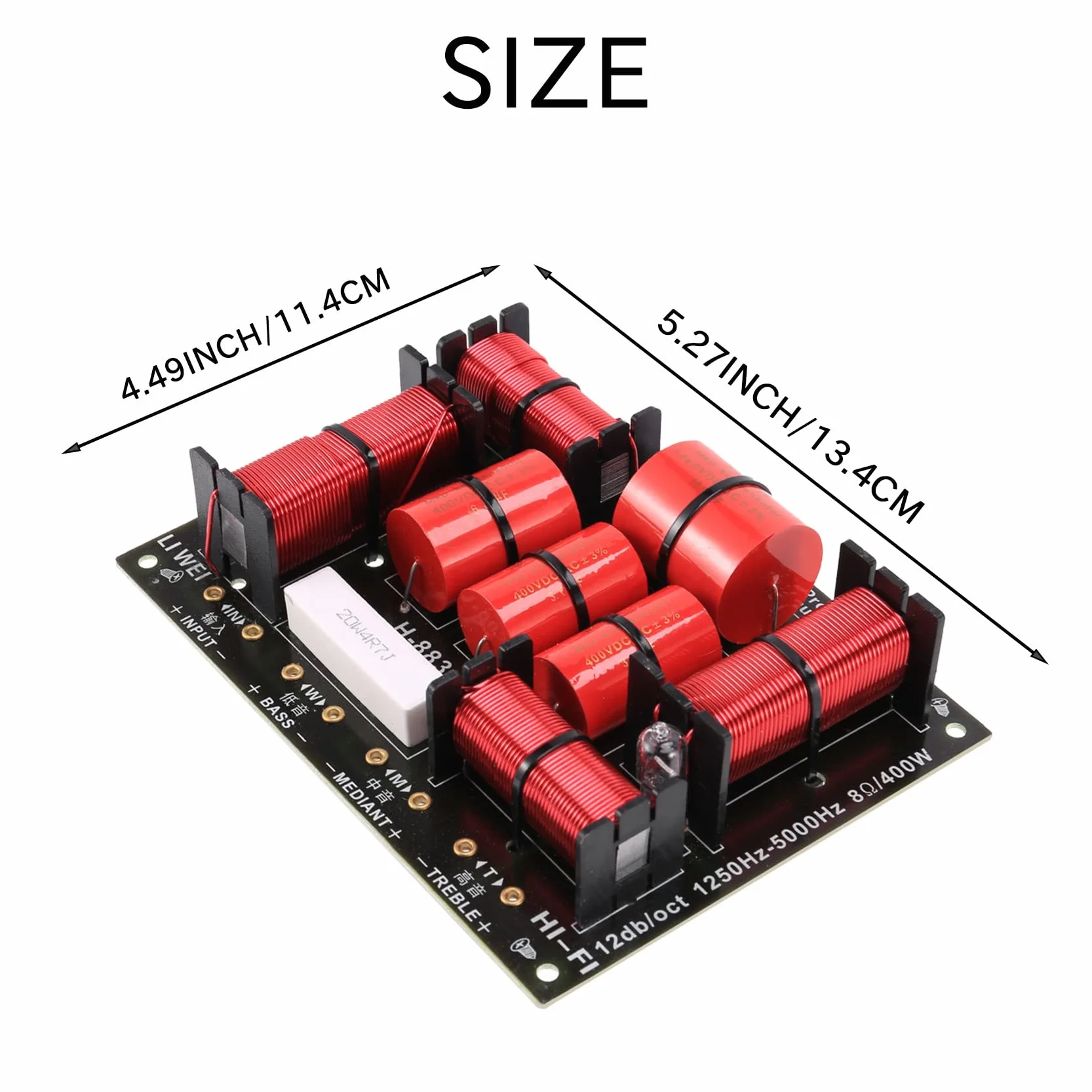 Divisor Mezcla de Estilos 3 Vías 400 W Altavoz de Agudos Alta Fidelidad Altavoz de Graves 1250 Hz 5000 Hz Protección de Tono Alto
