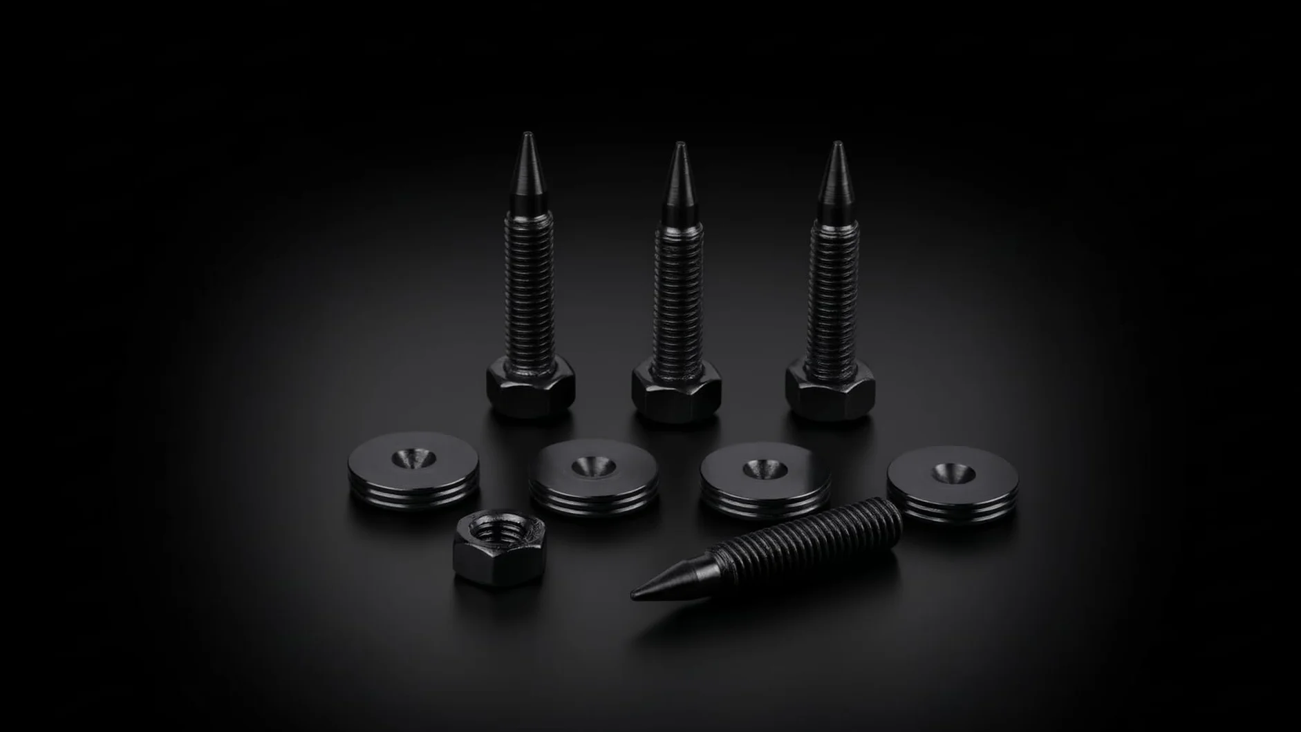 Acero Negro M6 35mm Picos Spikes Altavoces + Almohadillas Fina 20mm 4pz