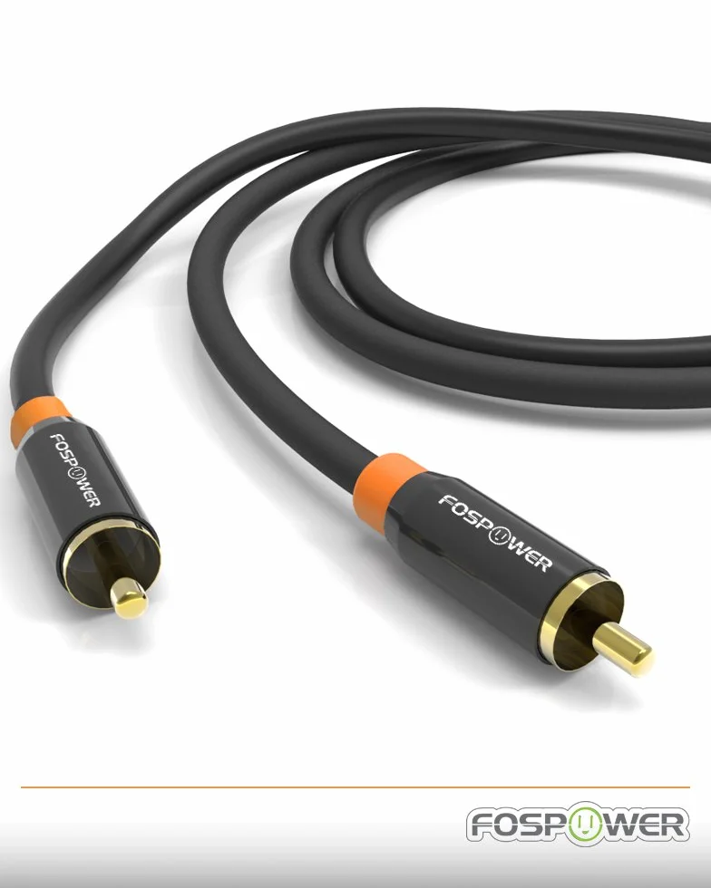 FosPower Cable RCA Audio 90cm Macho a Macho 24K Oro Chapado S/PDIF Coaxial Digital