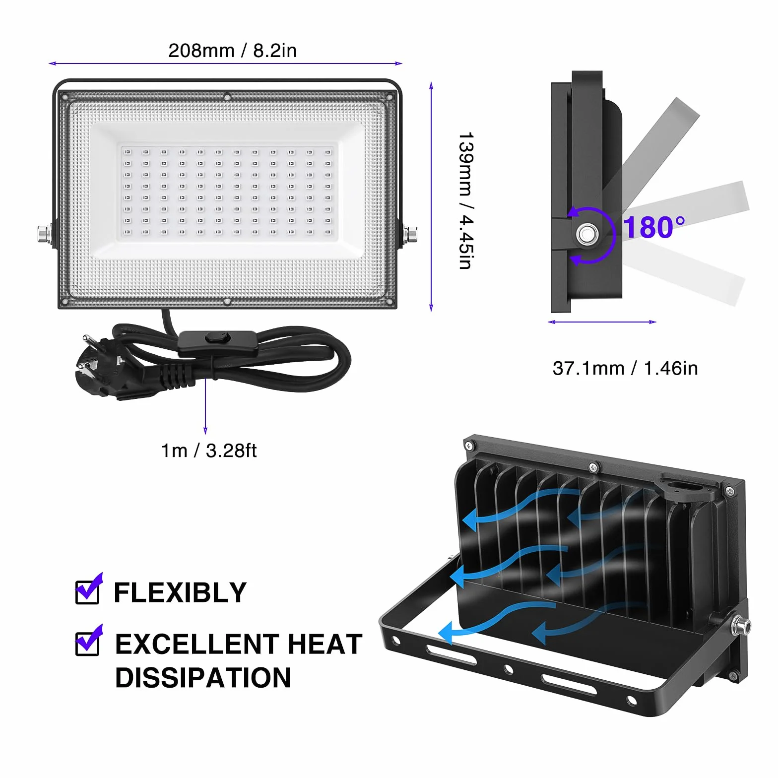 Onforu 2 Pack Luz UV 50W, Luz Negra Impermeable IP66, Foco UV Ultravioleta Fluorescente Lámpara de Escenario Blacklights para Bar Club DJ Discoteca Fiesta KTV Pinta Corporal Gimnasio Halloween