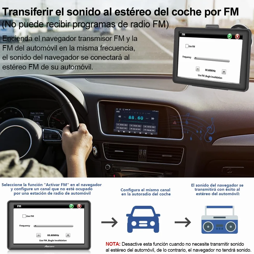 AWESAFE 7'' GPS Navigator Off Road con Cámara Trasera y Bluetooth, Mapas Europeos 48 Países