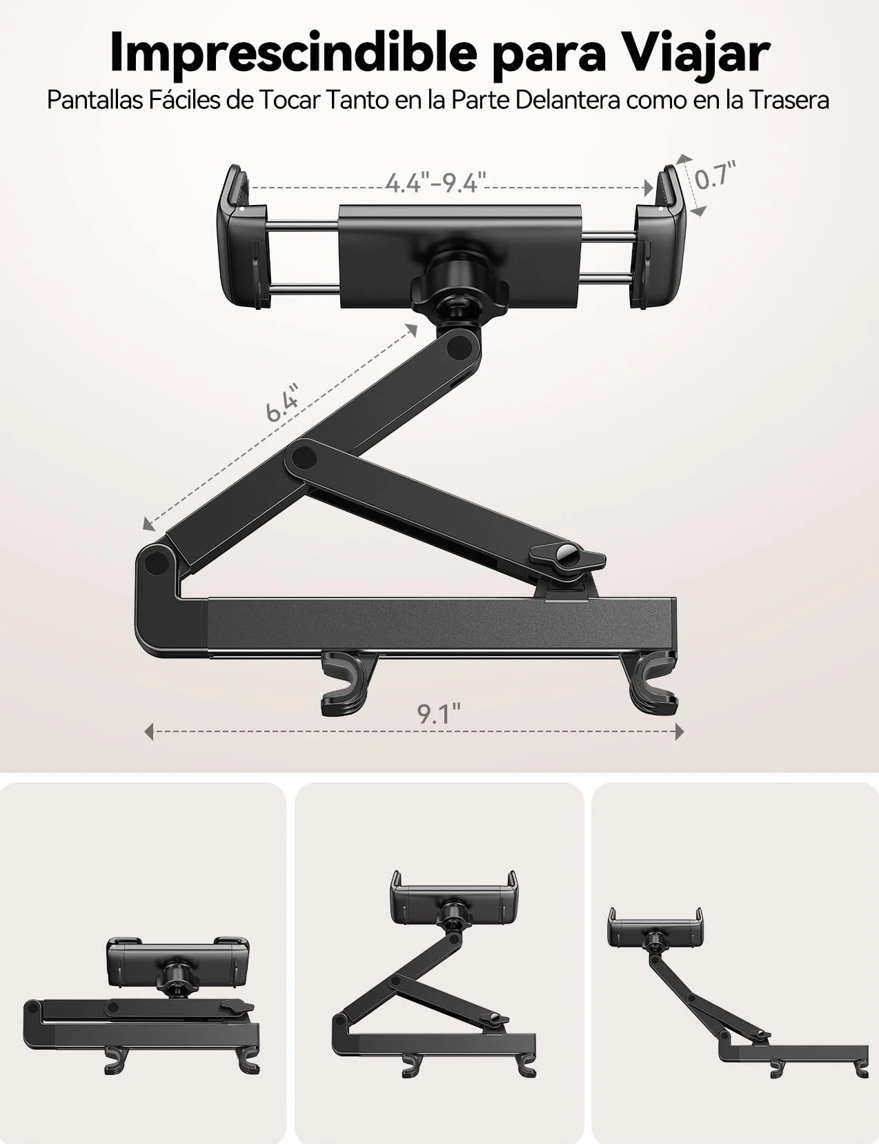 JOYROOM Soporte Tablet Coche [Estructura Triangular Estabilizadora] Porta iPad Carro Asiento Trasero Soporte para Tablet Coche para iPad/Switch/Teléfono Dispositivos con Pantalla 4.7-13