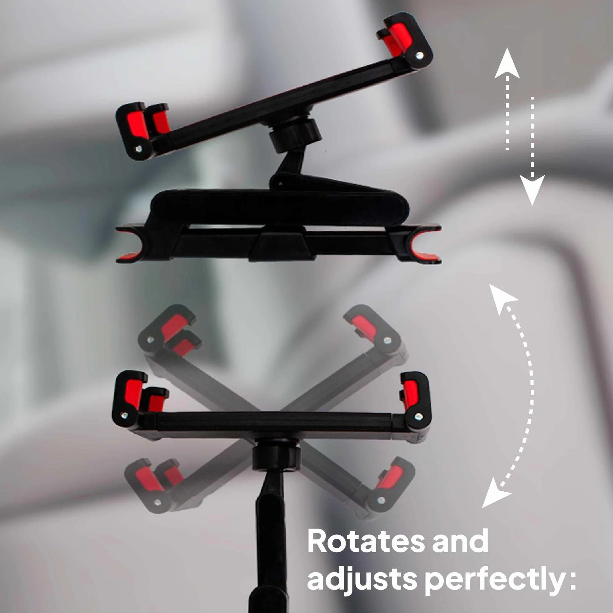 OcioDual Soporte Tablet Coche Reposacabezas, Abrazadera para Reposacabezas, Soporte para Tablet Coche Extensible, Rotación 360º, Sujeta moviles y Tablets Entre 4,4" y 11"