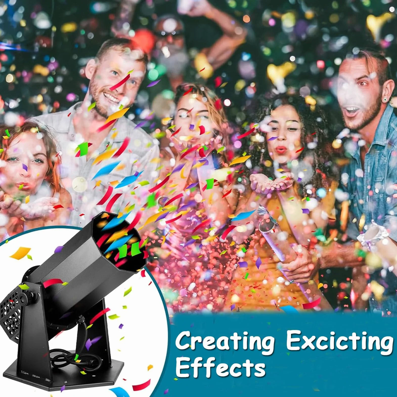 Máquina de cañón Lanzador de Confeti, Soplador de máquina de Confeti con Control DMX de Largo Alcance para conciertos, Fiestas, Bodas, espectáculos de Discoteca, máquina lanzadora de Confeti