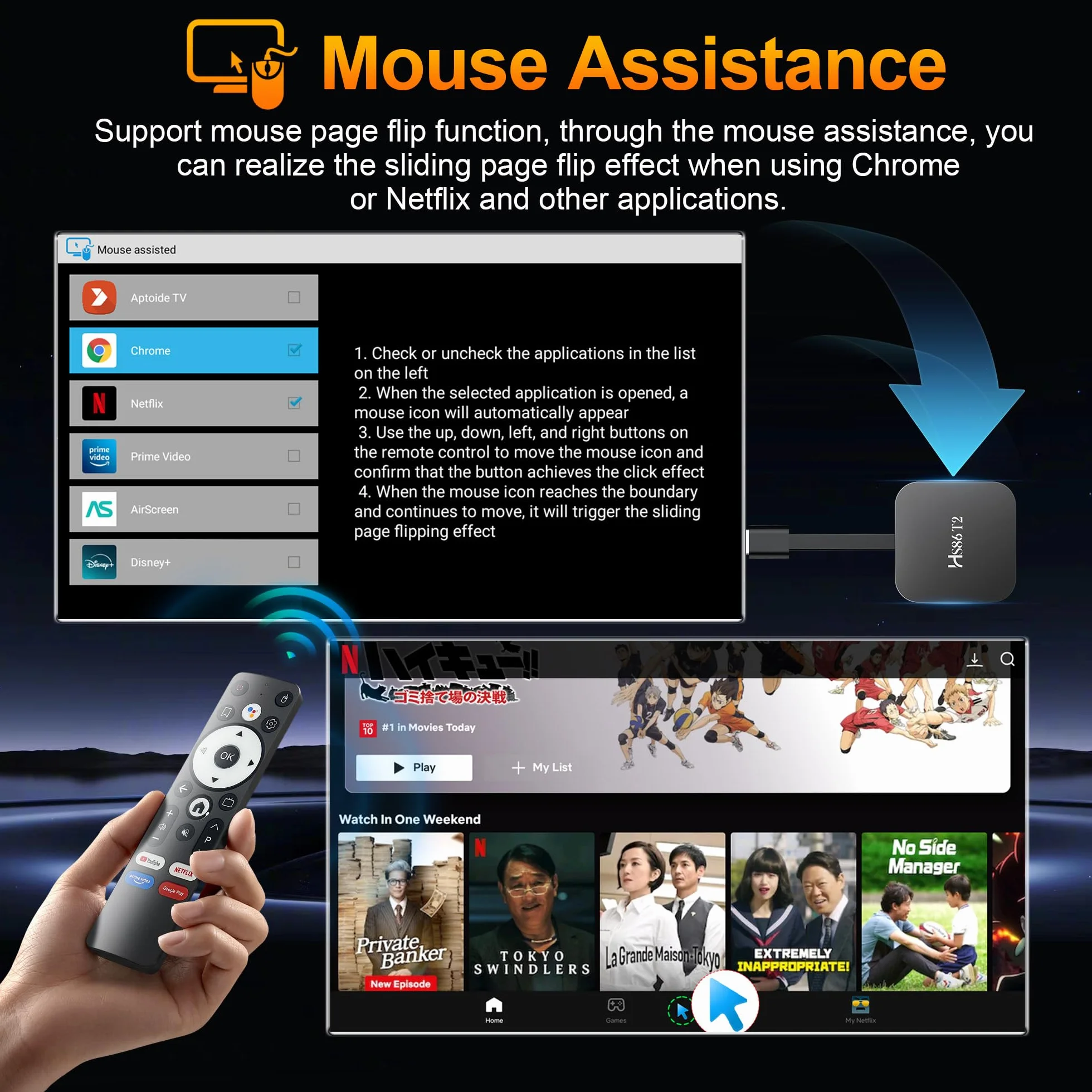 Barra de transmisión Android TV 14.0, barra de transmisión Smart TV 2 GB RAM 16 GB ROM, chip RK3518, WiFi dual 2,4 G/5,8 G, BT5.0, HDMI 2.0 y HD 4K, control remoto por voz compatible con video y audio