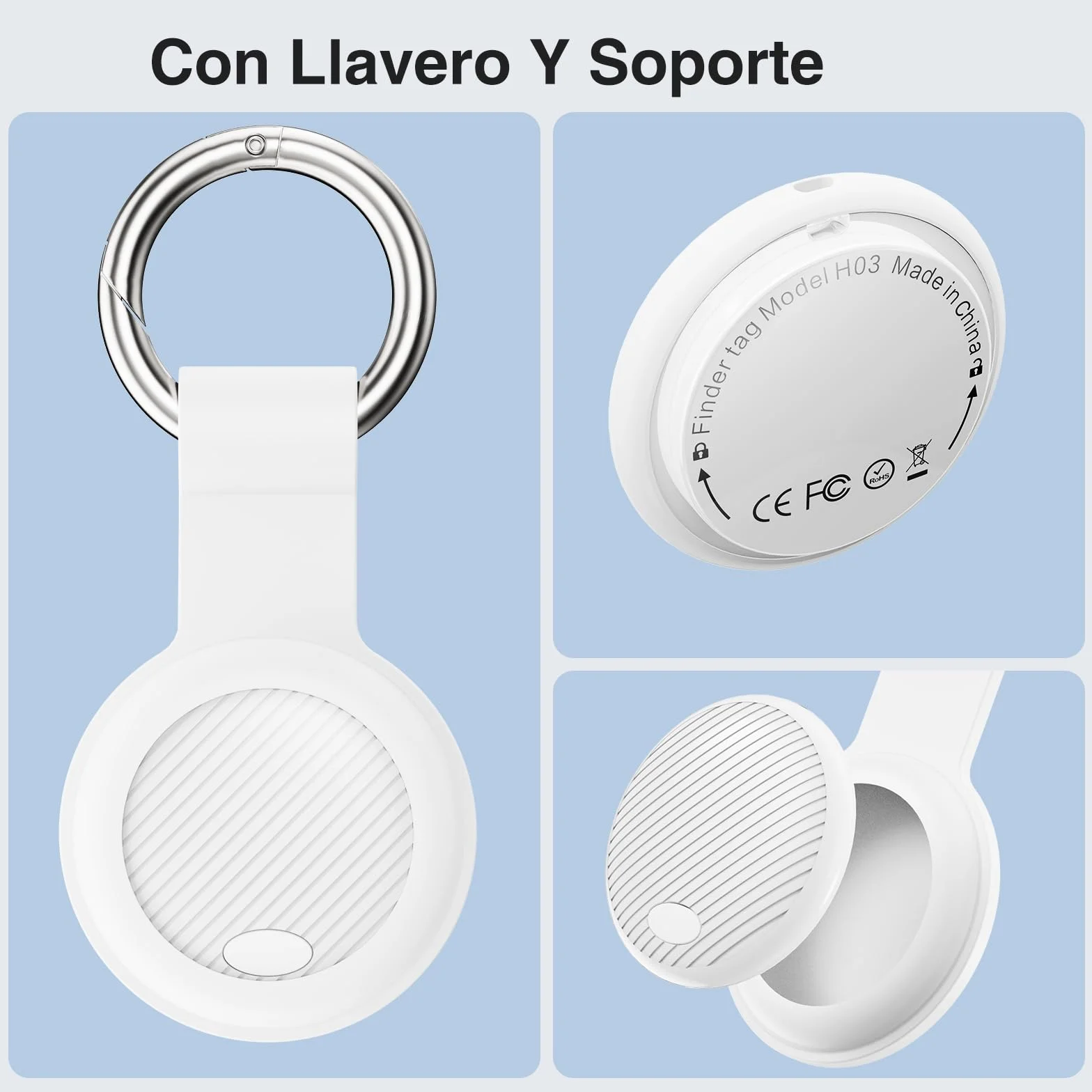 Localizador Bluetooth Blanco - 2 Pack Tracker Tag Funciona con Apple Buscar (Sólo iOS 14.5+), Encuentra Teléfono y Llaves, Rastreador GPS Impermeable para Carteras y Maletas, Batería Reemplazable
