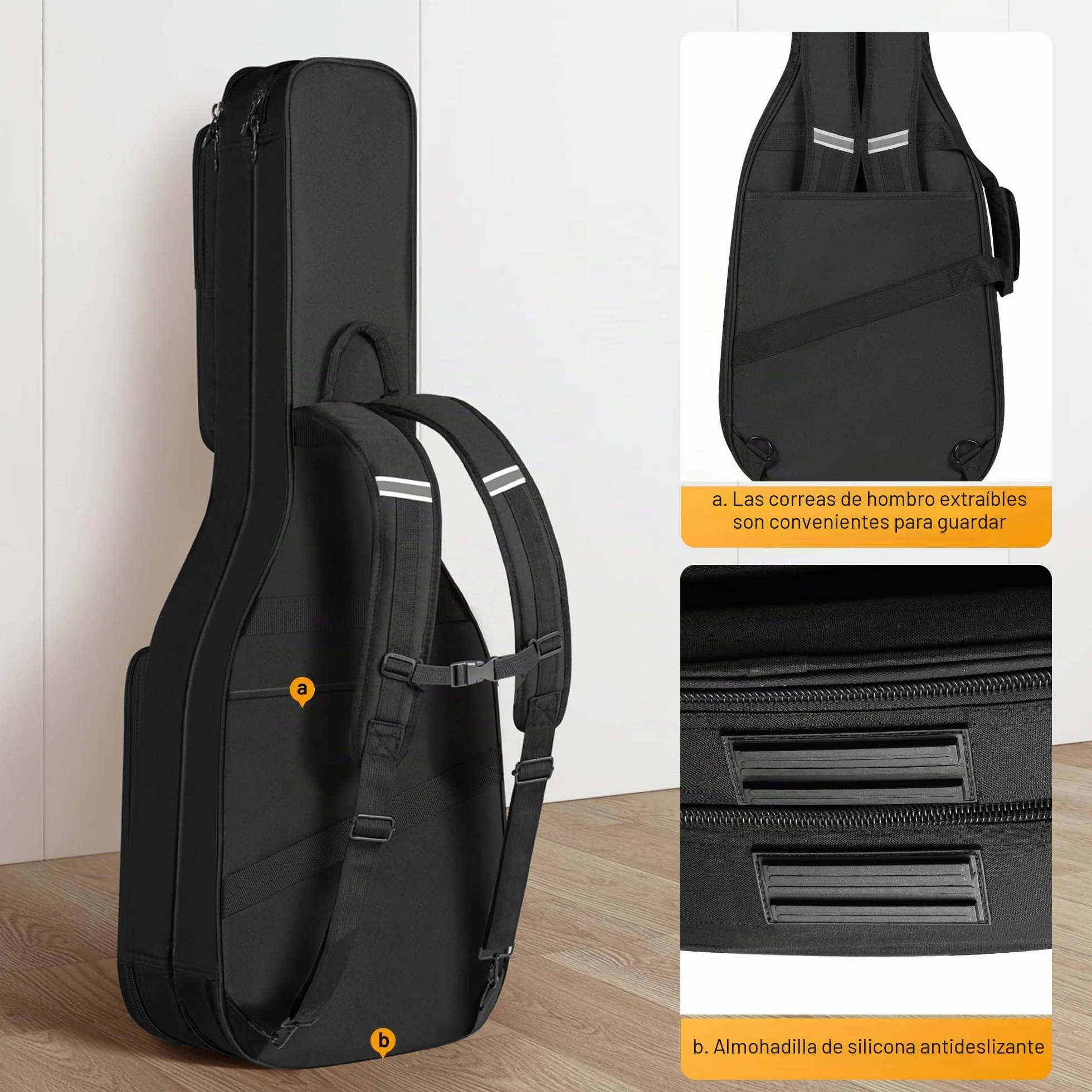 CAHAYA Bolsa para Doble Guitarra Eléctrica: Funda Suave Premium con Acolchado de 18 mm Compatible con ST (Stratocaster), LP (Les Paul) y Tele (Telecaster) con Bandas Reflectantes, Modelo CY00378-1