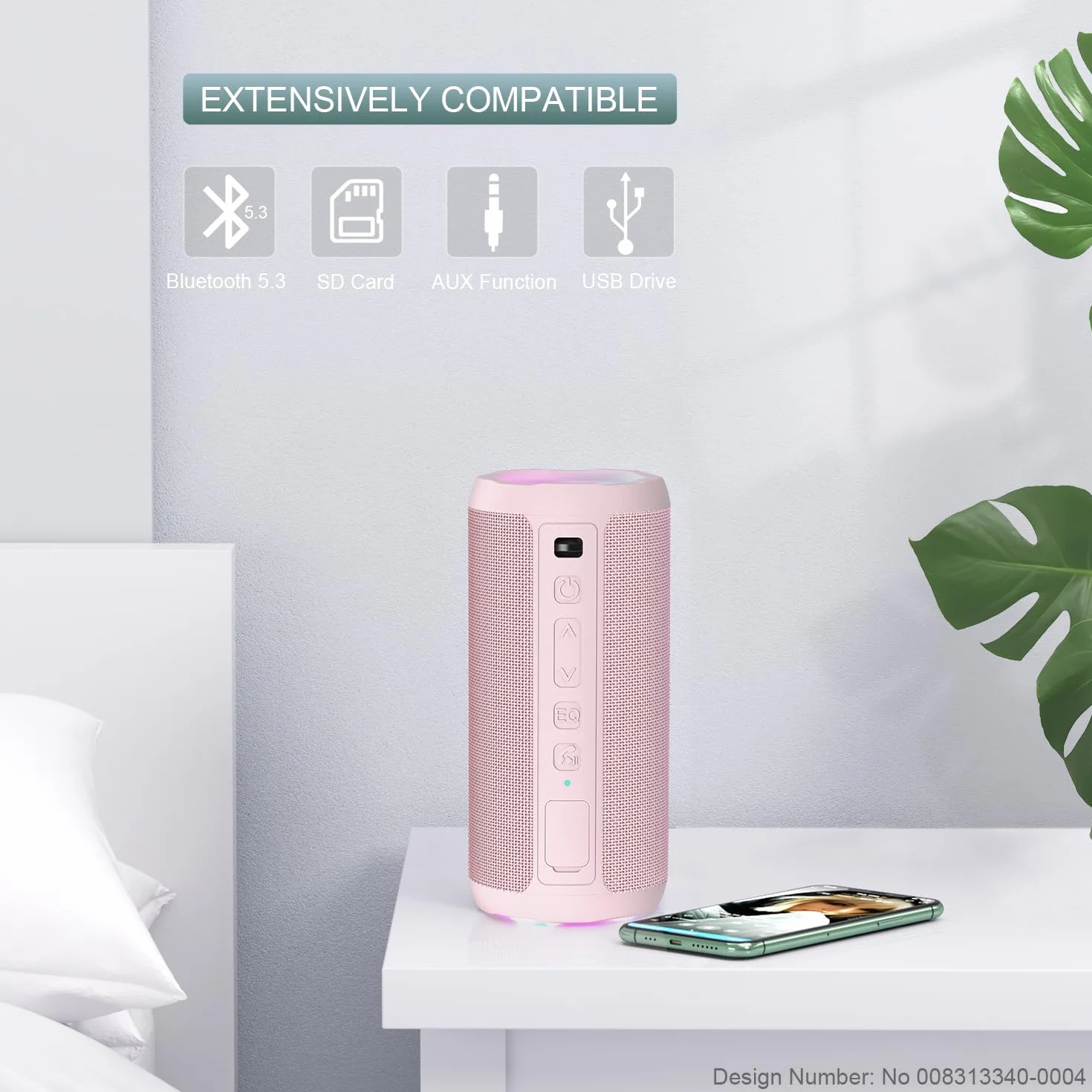Ortizan Altavoz Bluetooth Potente Portatil X10P Rosa con Luz LED de Color Hay Volumen Alto y Graves Potentes, Apoya Reproducción de Música 30H, Bluetooth 5.3 y IPX7 Impermeable