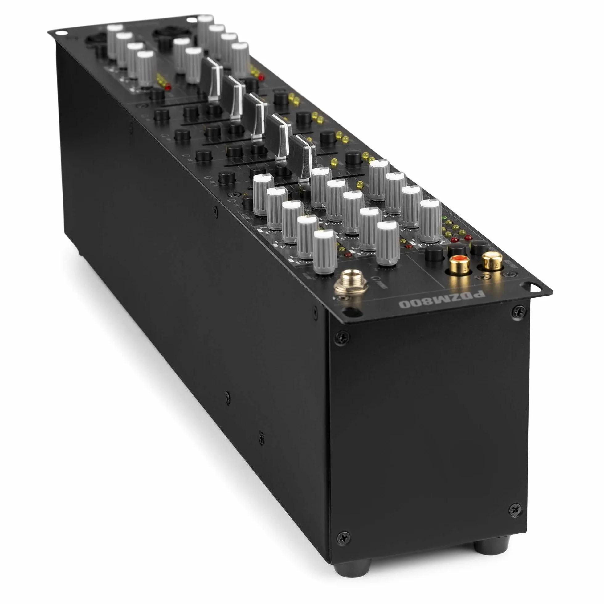 Power Dynamics PDZM800 Mezclador de audio, Mezclador de 3 zonas, instalaciones de altavoces, procesador DSP, 5 entradas + 2 canales de entrada MIC, talkover, CUE, rack 19» 2U, XLR, jack, +48V phantom