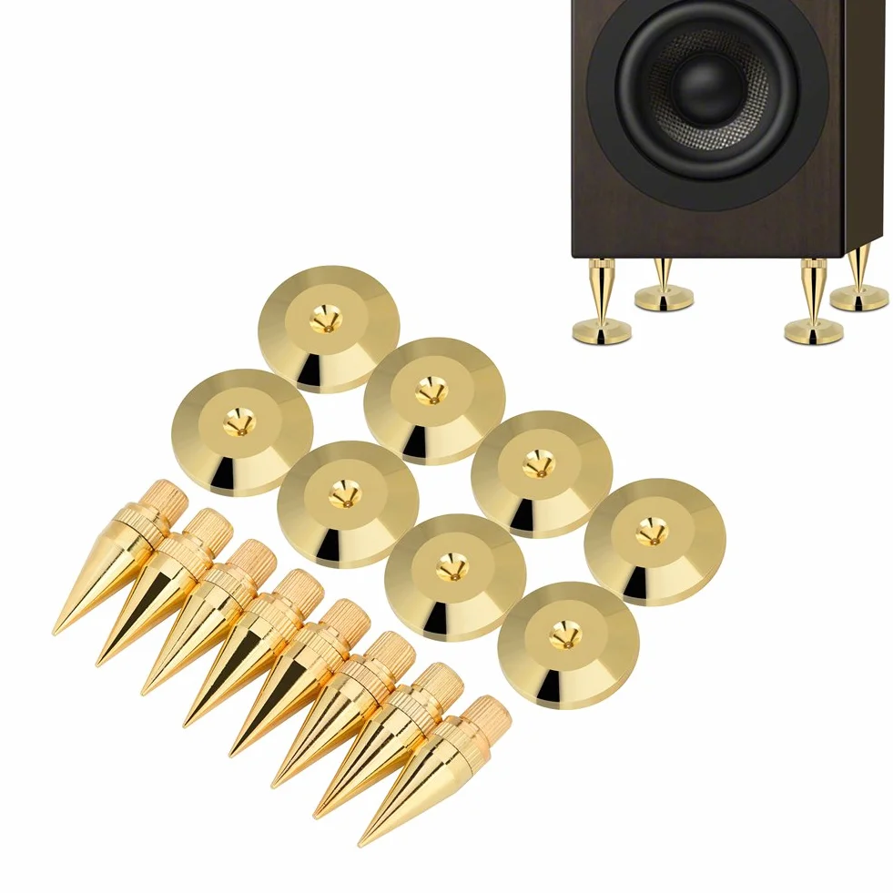 Jadeshay - Soporte de Aislamiento de Punta de Altavoz de Cobre + Alfombrilla de pie de cojín de Base 36 mm, 8 Pares