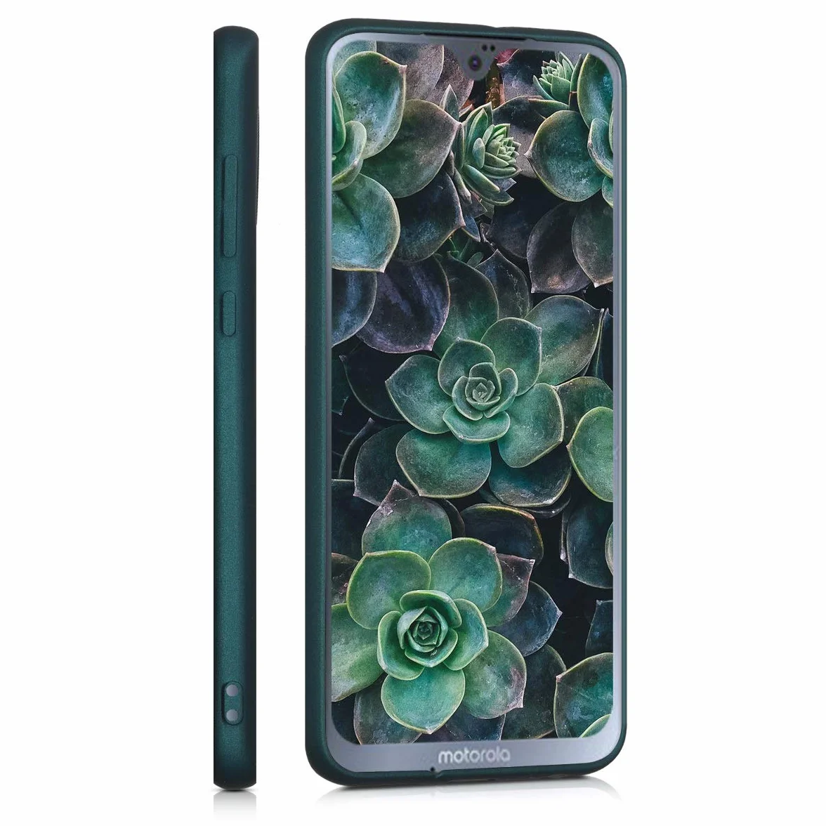 kwmobile Funda Motorola Moto G7 Moto G7 Plus Carcasa TPU Silicona Ultrafino Antigolpes Bordes elevados Carga inalámbrica Metalizado
