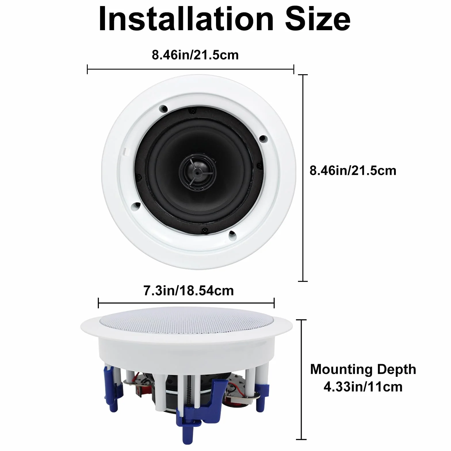 Herdio 5.25 Pulgadas en la Pared del Techo Altavoces de Montaje Empotrado Instalación fácil para Home Theater Office Hotel Restaurant (1 par)