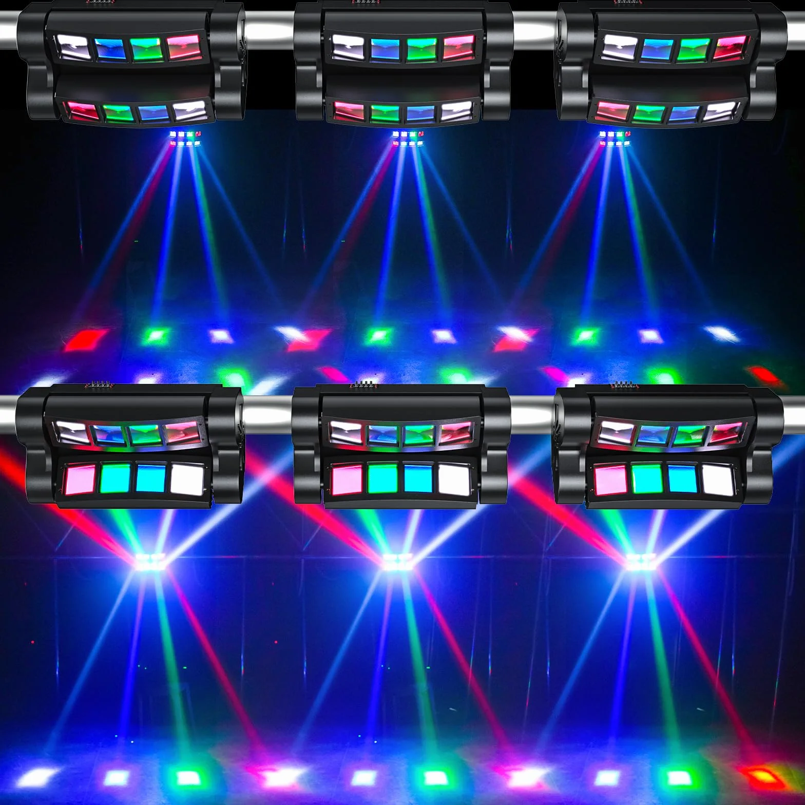 UKing 60W, RGBW(4 en 1) 8 LEDs DMX512 Luz de discoteca Iluminación de escenario Lámpara de escena Comando de voz para DJ Partido Fiesta Bar Club Escenario Teatro