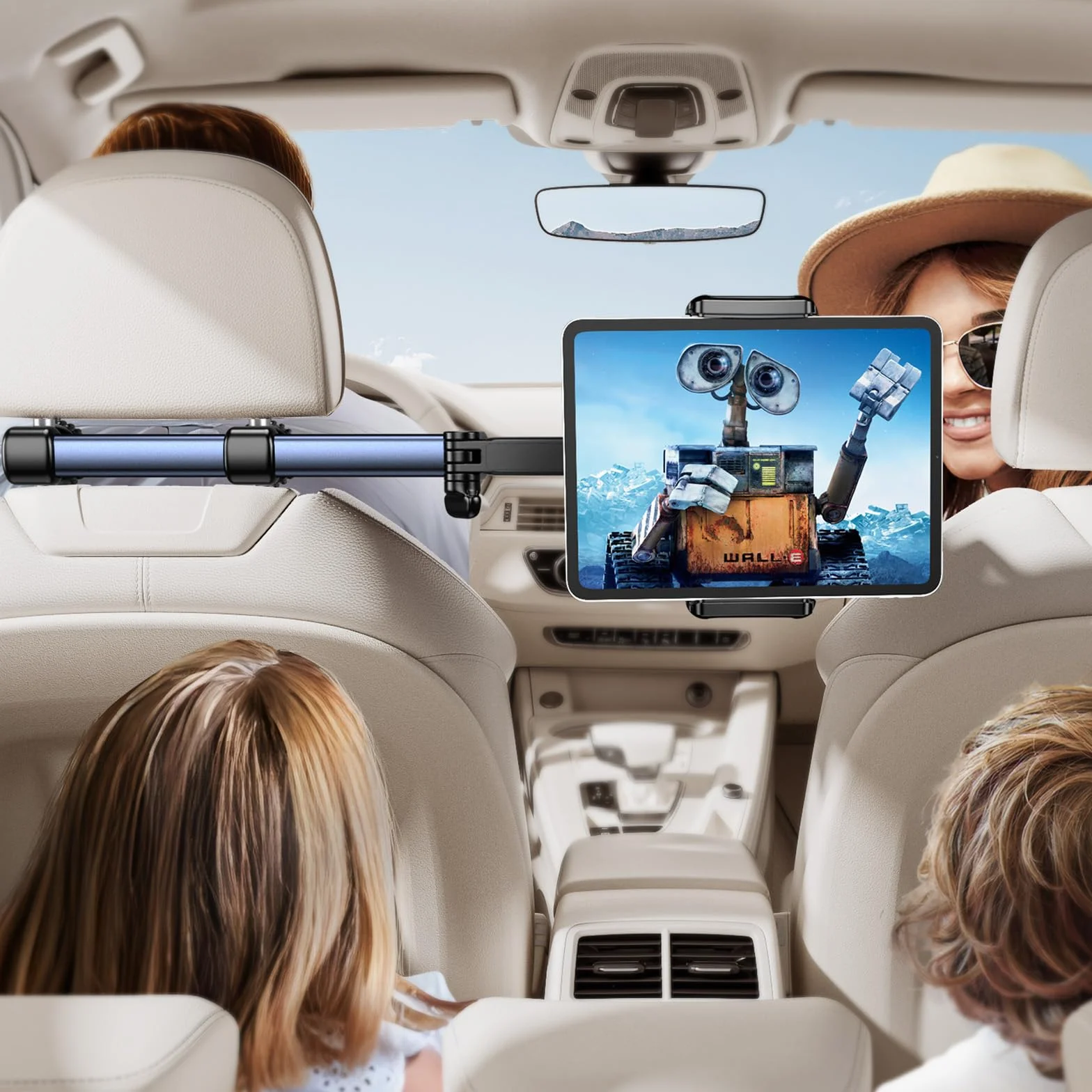 TRYONE Soporte Tablet Coche Reposacabezas 46CM Brazo Largo 3 en 1 Porta Accesorios para iPad Pro Sumsung Tab eReader Switch Móviles 4,7-13 Pulgadas
