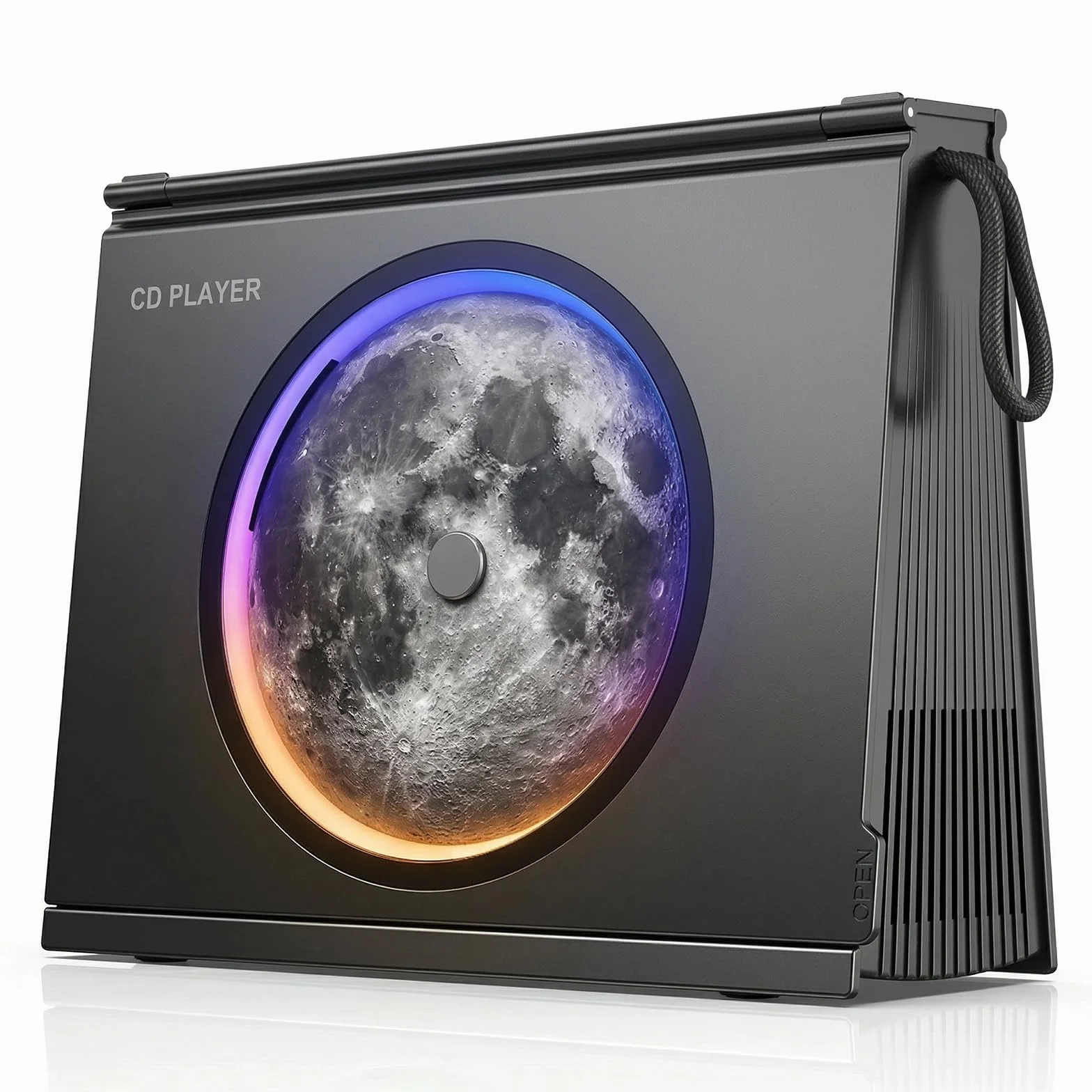Gueray Reproductor de CD Portátil con Bluetooth 5.3, Altavoz HiFi, Batería Recargable 4000mAh, Luz LED Multicolor, Diseño Librero con Indicador de Batería