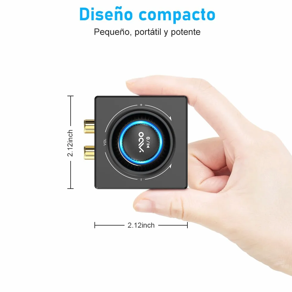 YMOO Receptor Bluetooth 5.3 HiFi Audio con RCA y 3,5mm Jack, Adaptador Bluetooth para Equipo de Música/Amplificador/Altavoz, 30M AUX Receiver Adapter Inalámbrico, Conexión Dual para Dos Altavoces