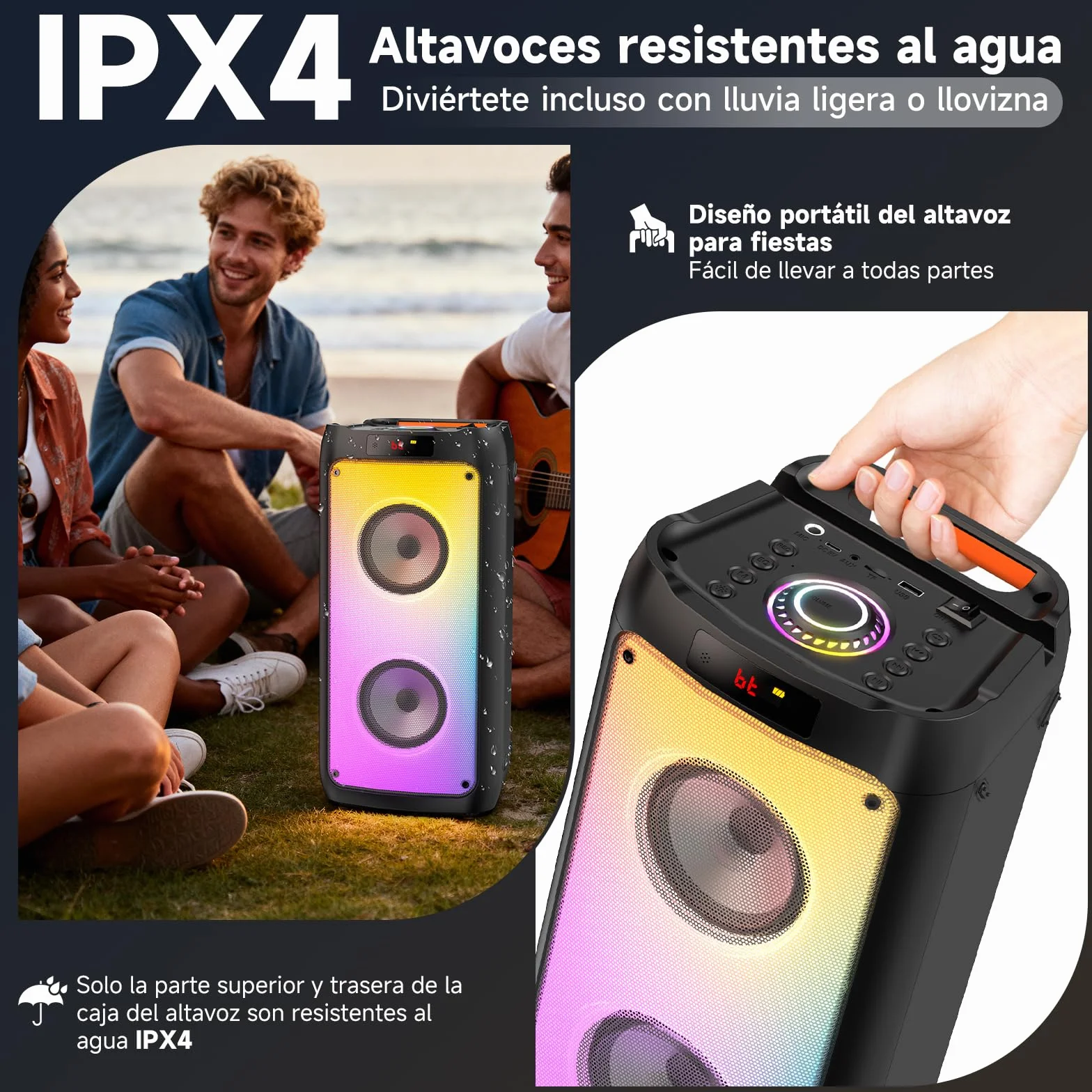 JYX Karaoke con 2 Microfonos inalambricos, Portátil Altavoz Karaoke con 2 Microfono UHF, Karaoke Profesional Grande Altavoz Bluetooth Potente Soporte USB,SD, MP3, FM, AUX,Mando a Distancia