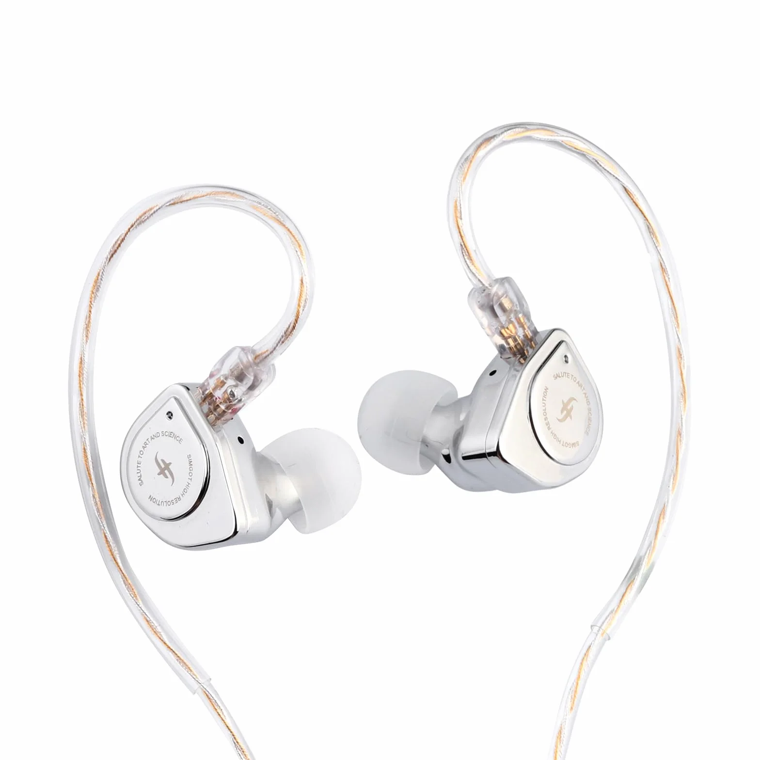 Linsoul SIMGOT EW200 - Auriculares intraurales con diafragma SCP de 10mm con Cuerpo de Metal, Cable OFC Chapado en Plata Desmontable de 0,78mm de 2 Pines para audiófilos músicos (EW200 Sin micrófono)