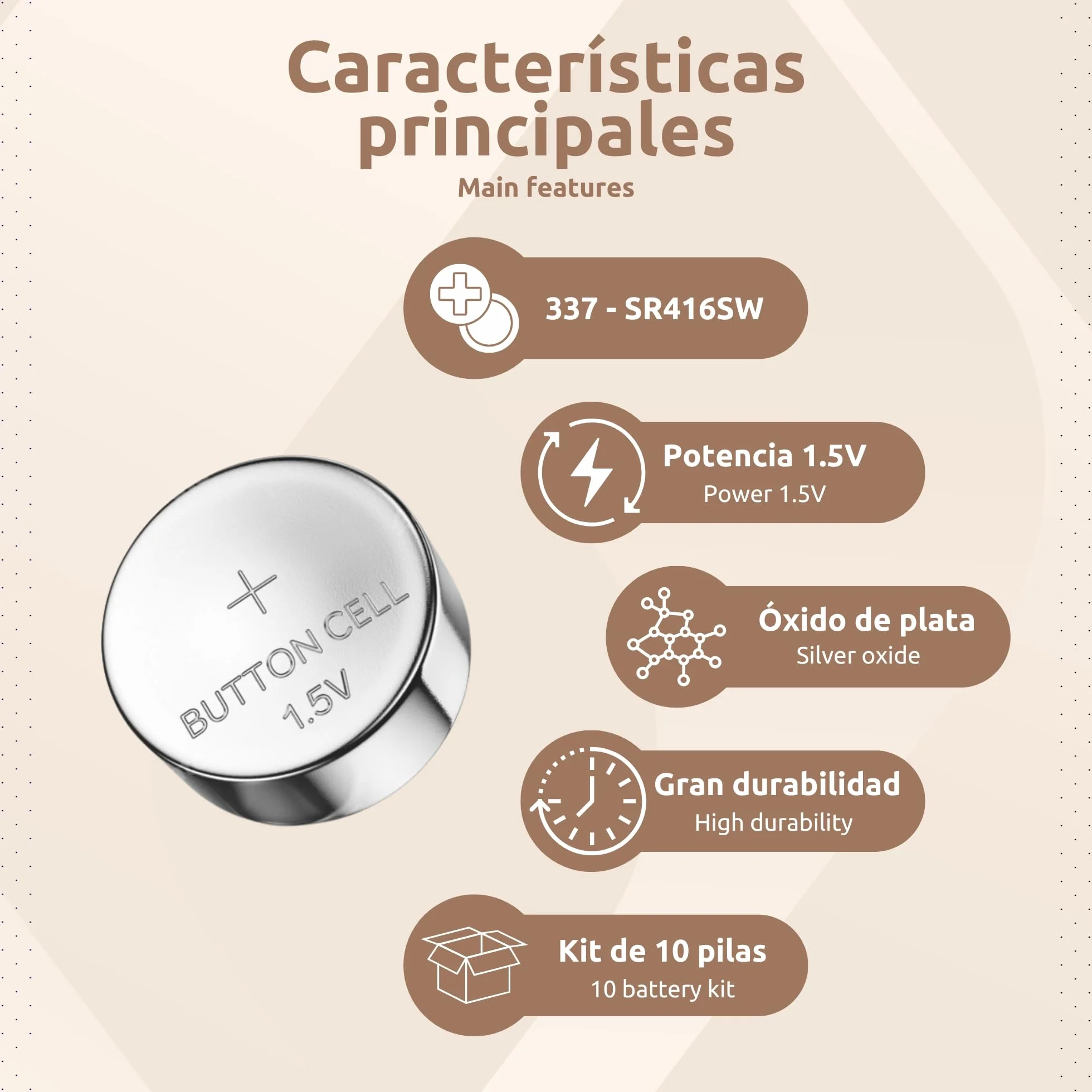 PingaOculto Pinganillo Examenes VIP Pro Invisible y Oculto - Pilas de Botón Óxido de Plata Voltaje de Pila 1,55 V 8 mAh (10 Unidades de Pilas 337 - SR416SW para Pinganillo VIP Pro Mini o Supermini)